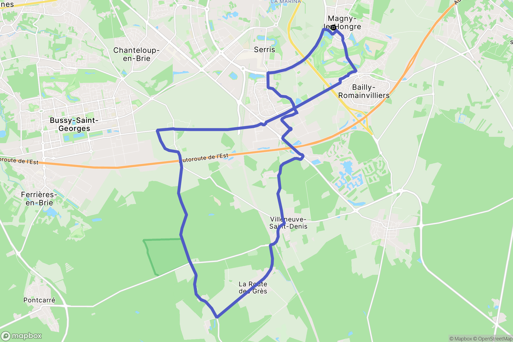 Magny-le-Hongre : carte du parcours de randonnée - France