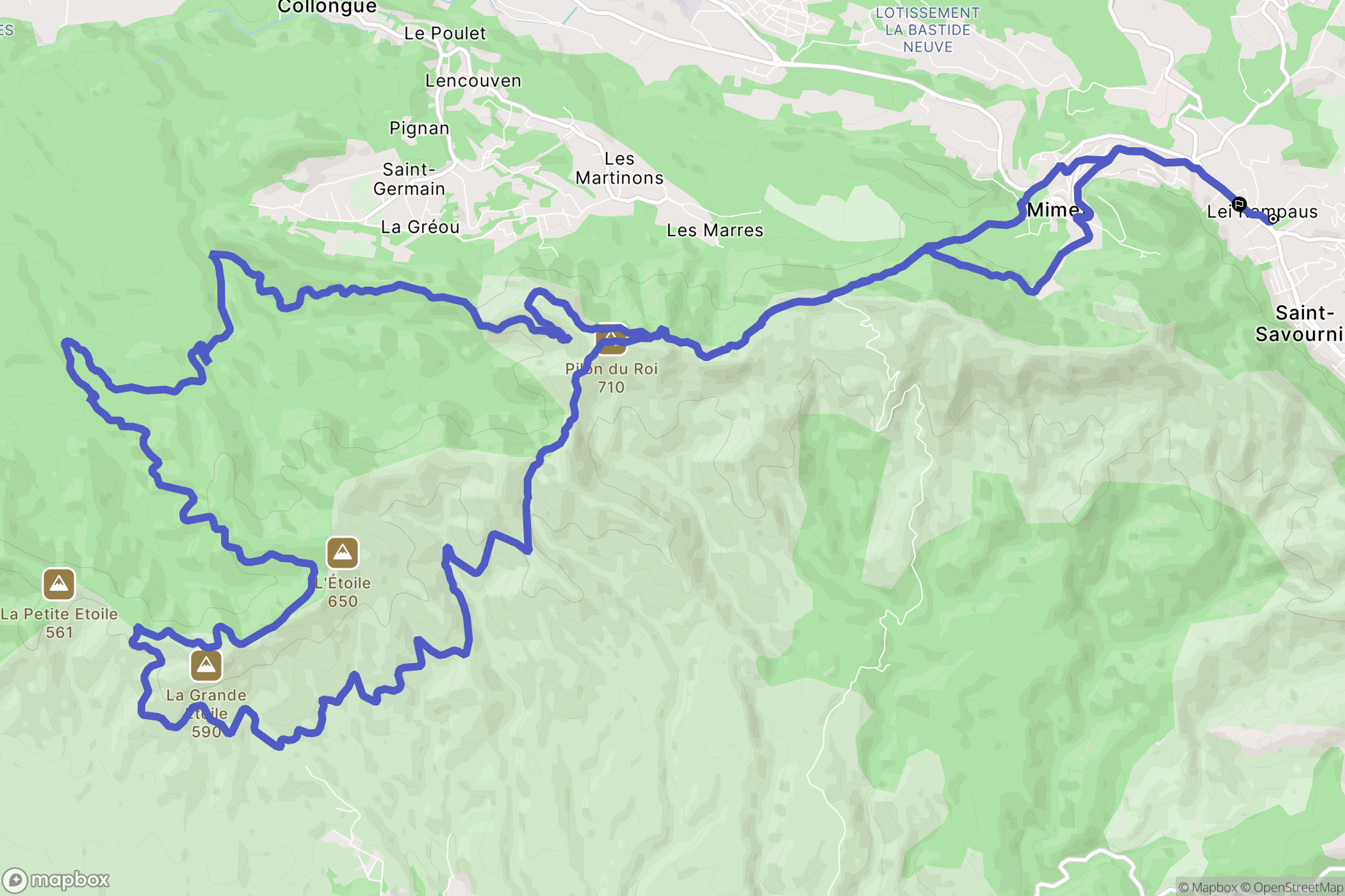 Saint-Savournin : carte du parcours de randonnée - France