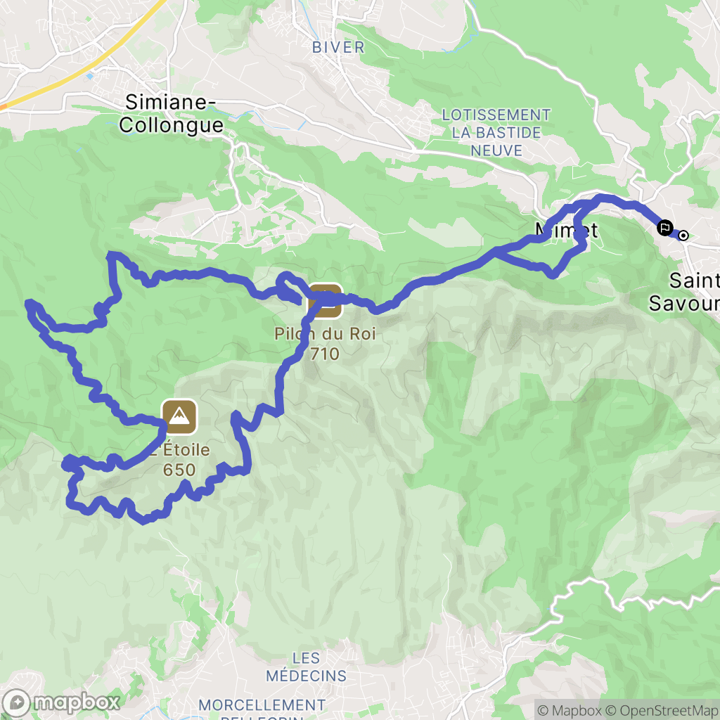 Saint-Savournin : carte du parcours de randonnée - France