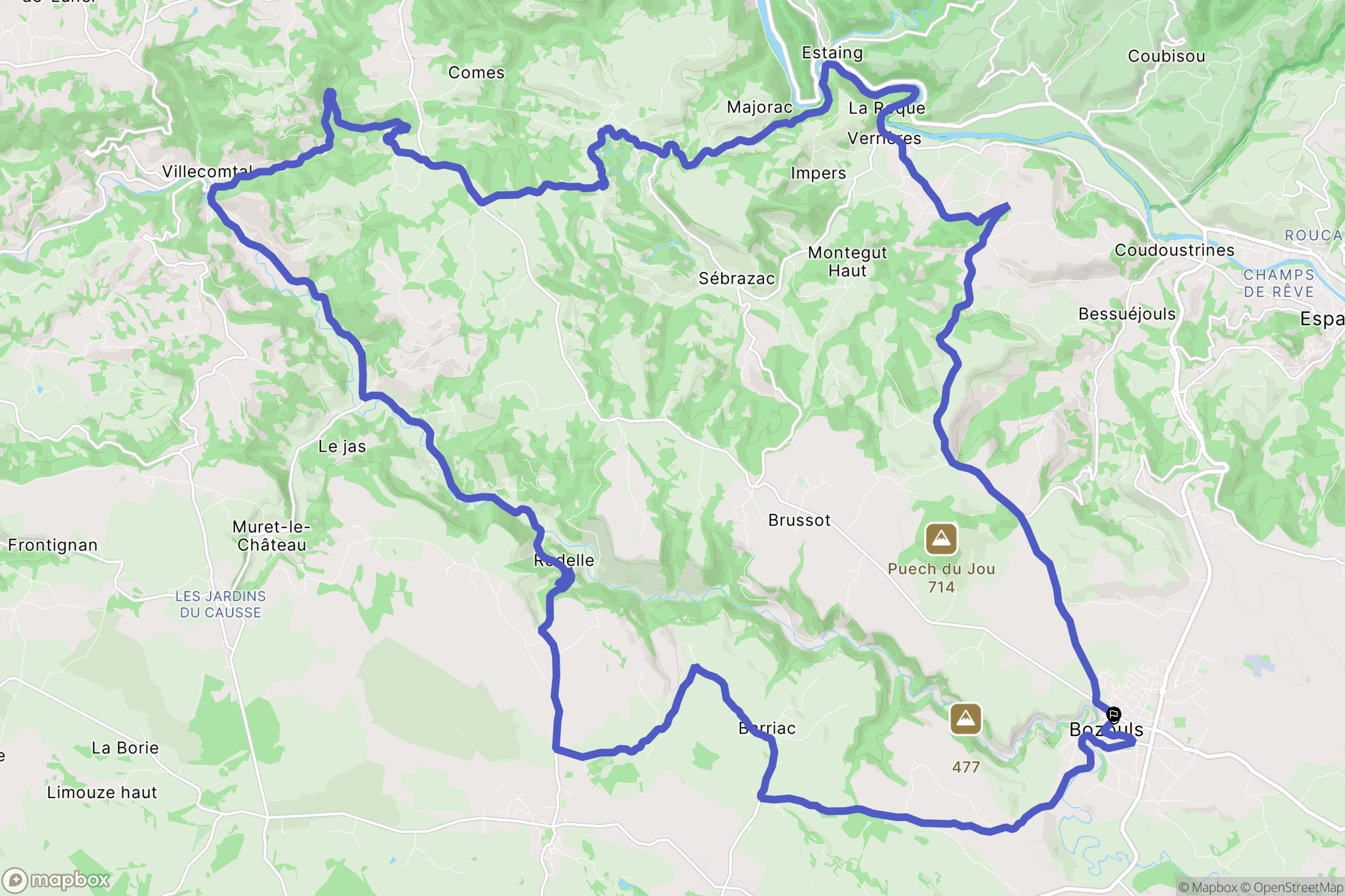 Bozouls : carte du parcours de randonnée - France