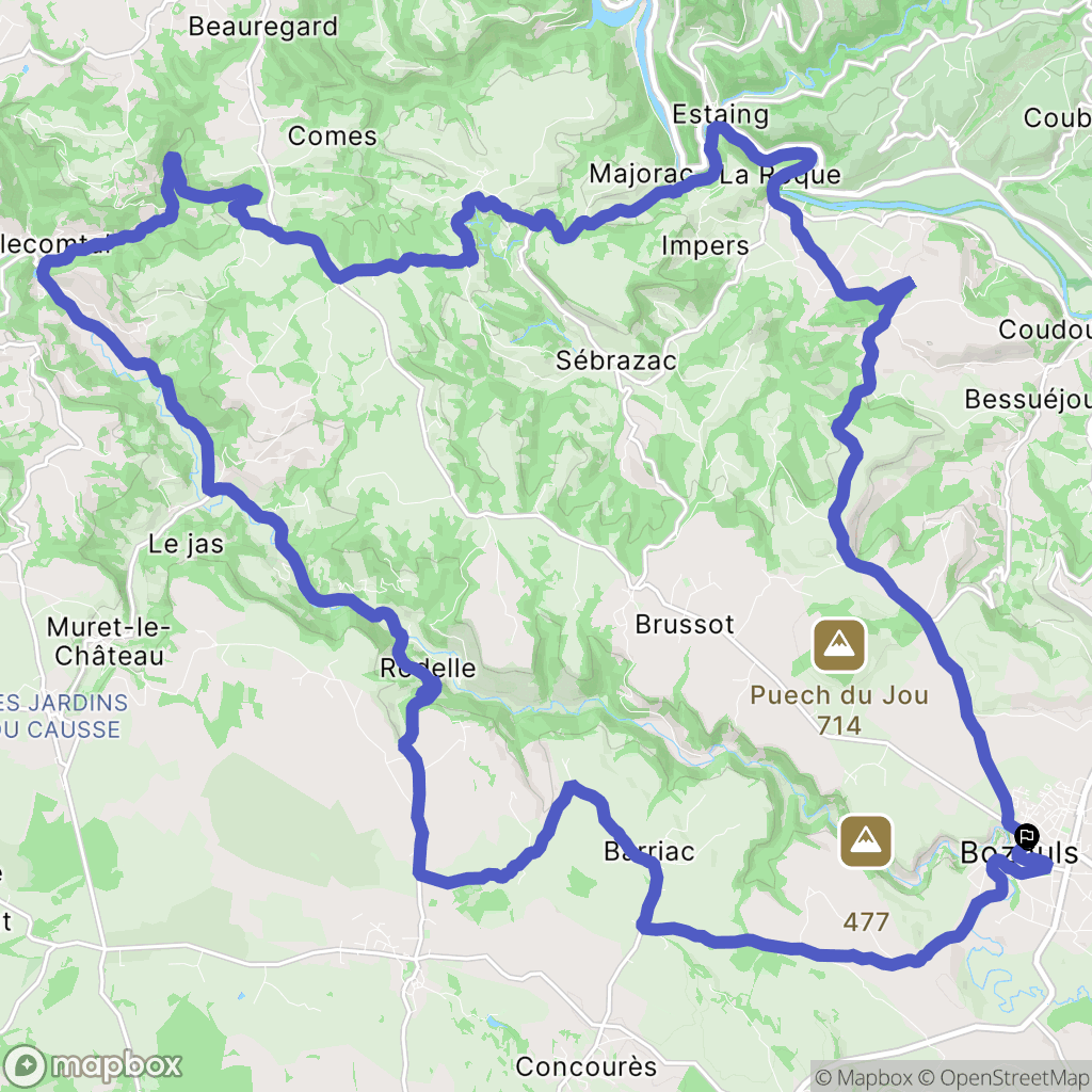 Bozouls : carte du parcours de randonnée - France