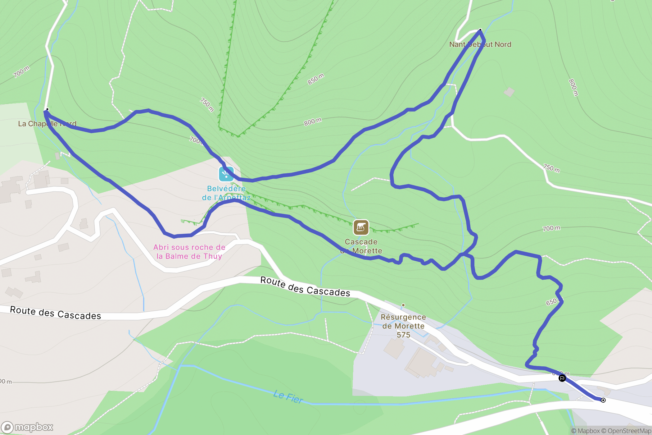 Thônes : carte du parcours de randonnée - France