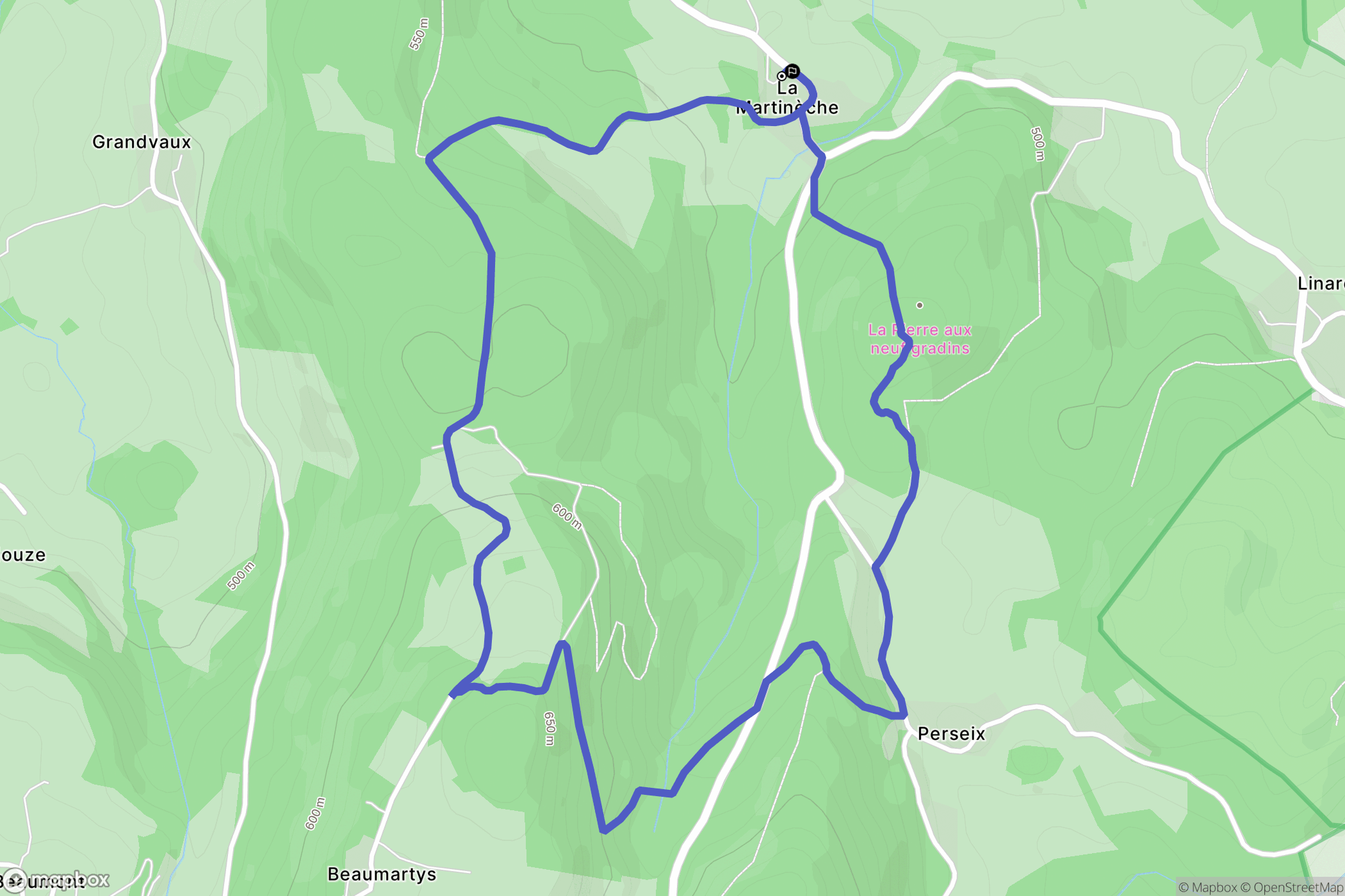 Soubrebost : carte du parcours de randonnée - France