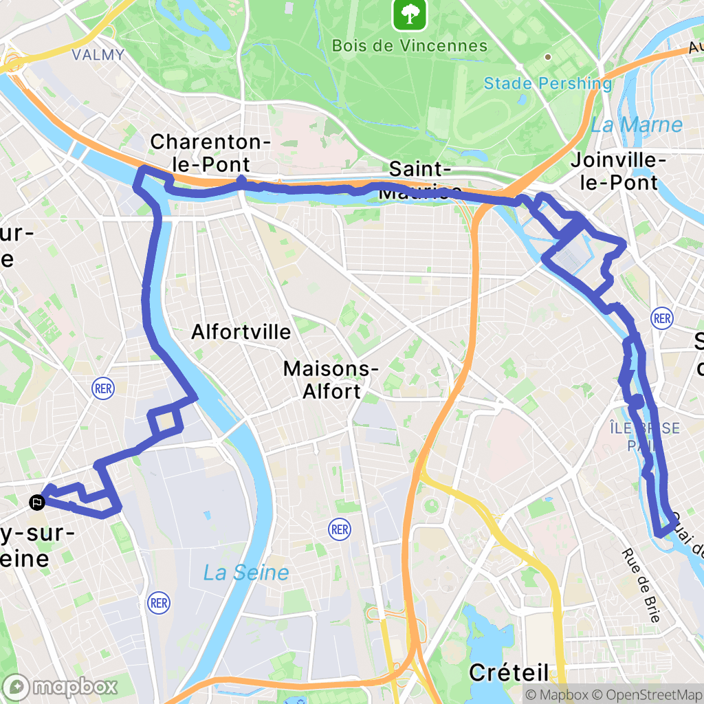 Vitry-sur-Seine : carte du parcours de randonnée - France