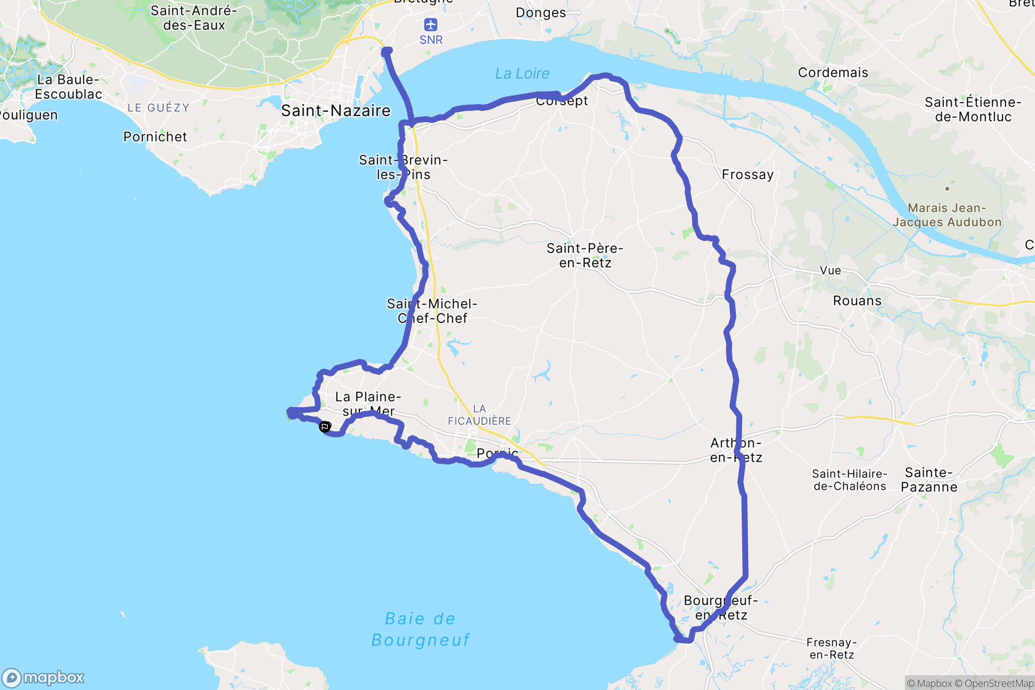 Préfailles : carte du parcours de randonnée - France