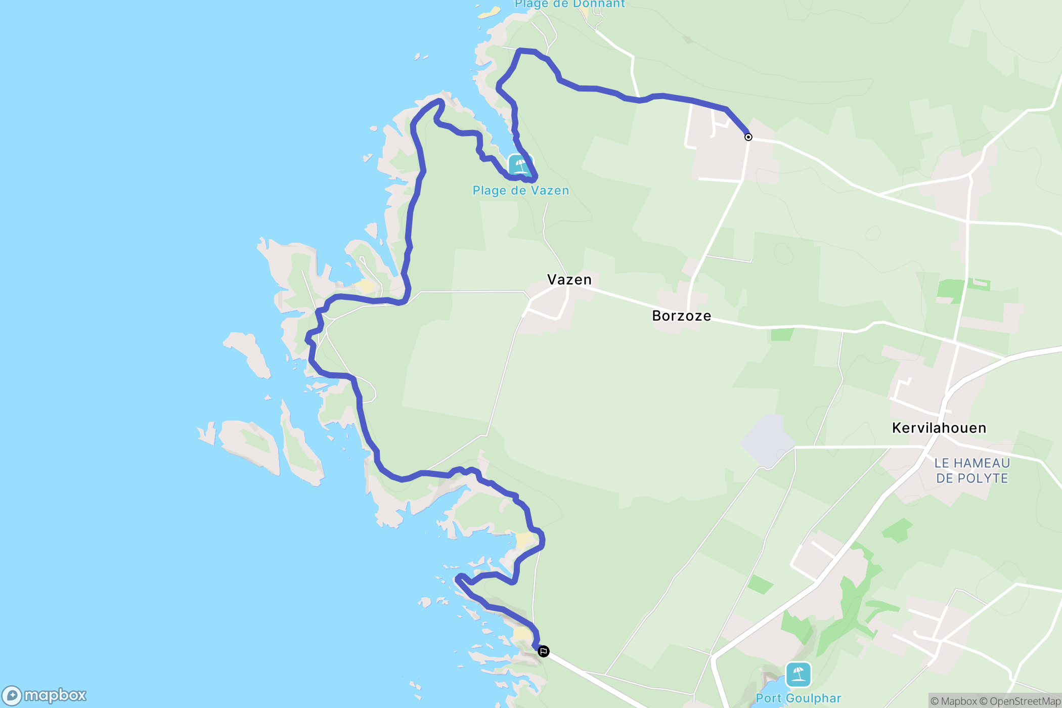 Bangor : carte du parcours de randonnée - France