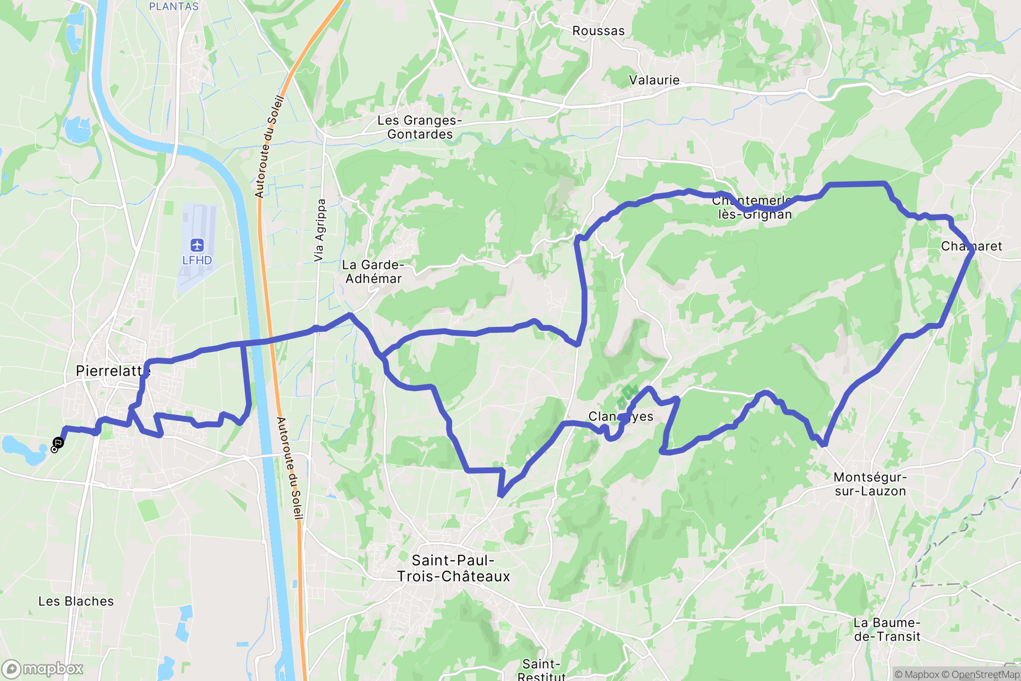 Pierrelatte : carte du parcours de randonnée - France