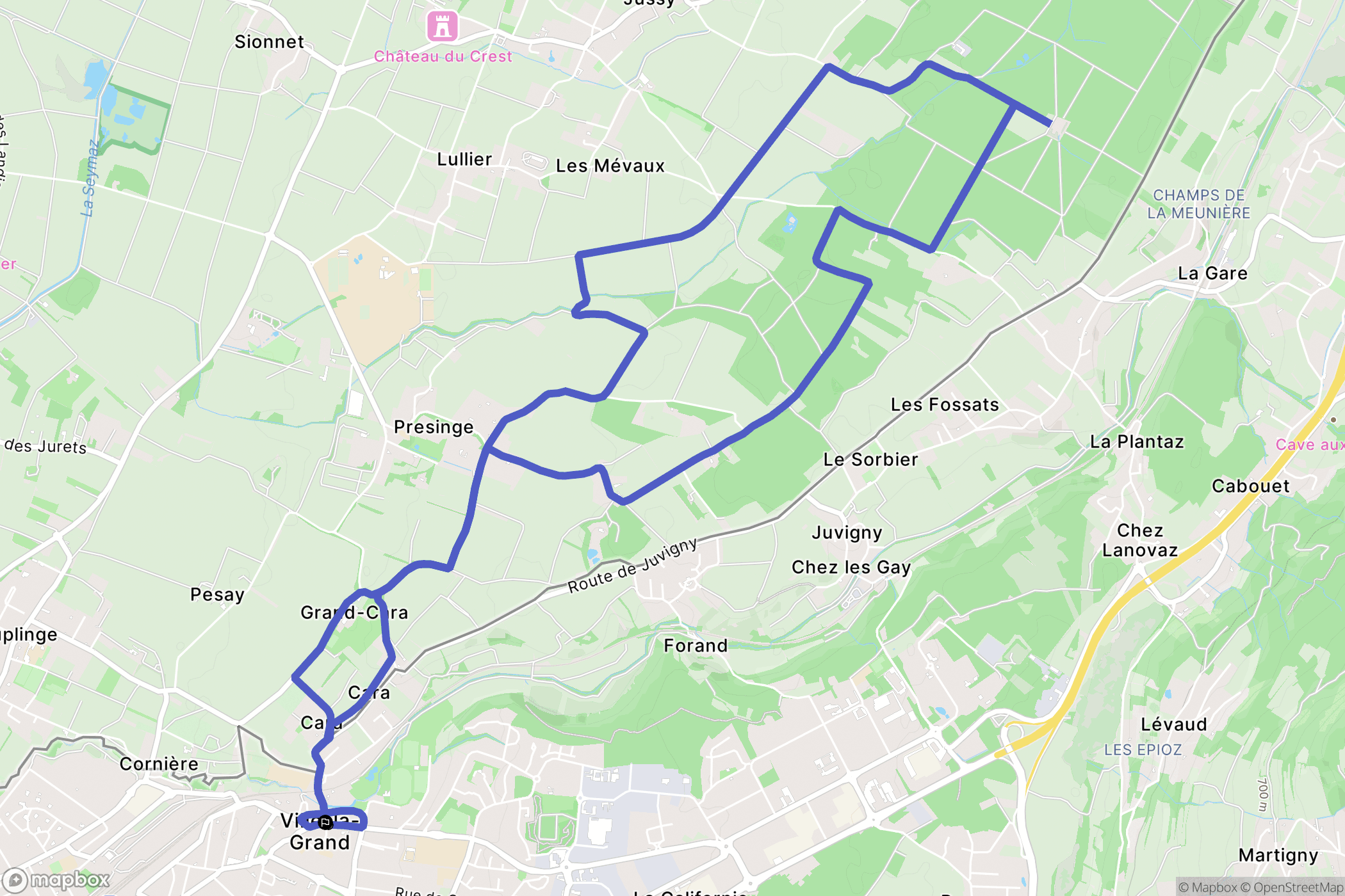 Ville-la-Grand : carte du parcours de randonnée - France