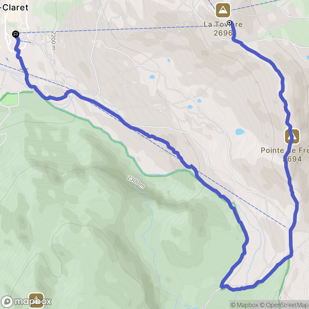 Tignes : carte du parcours de randonnée - France