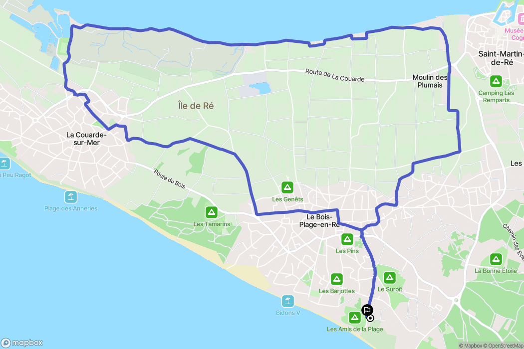 Le Bois-Plage-en-Ré : carte du parcours de randonnée - France