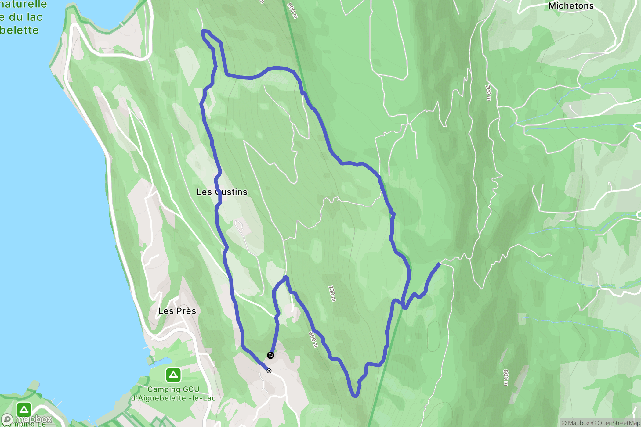 Aiguebelette-le-Lac : carte du parcours de randonnée - France