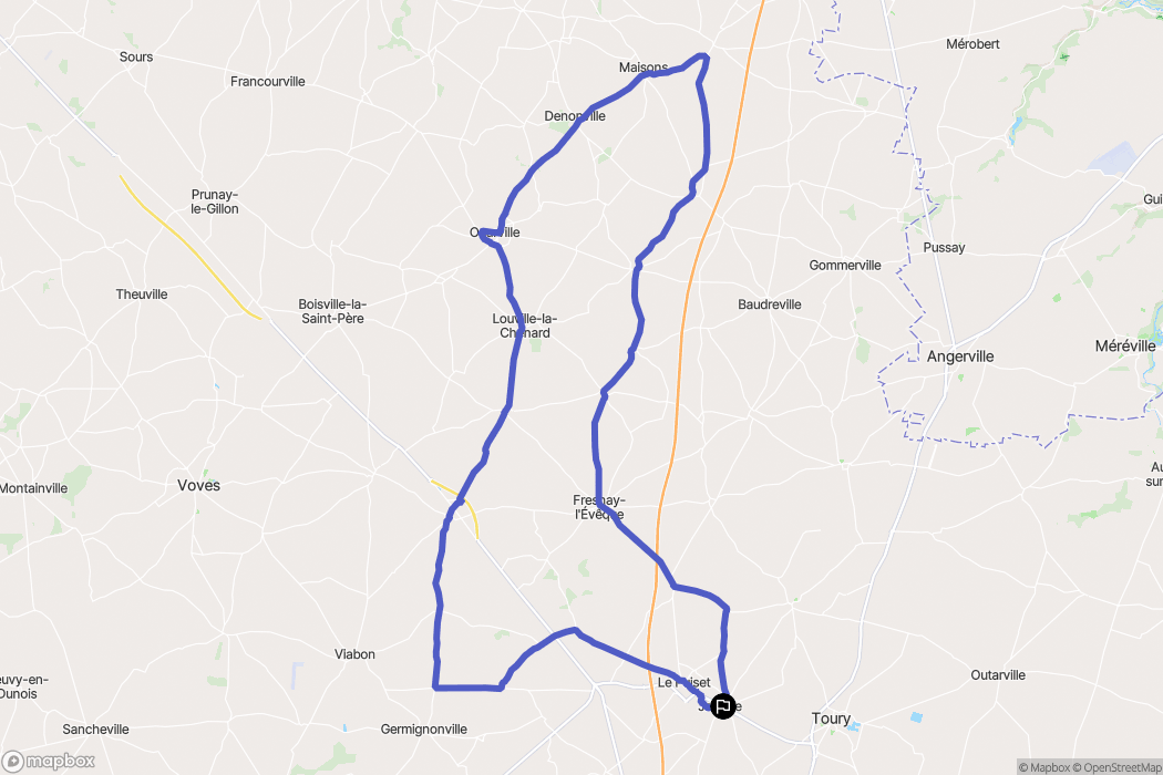 Janville-en-Beauce : carte du parcours de randonnée - France