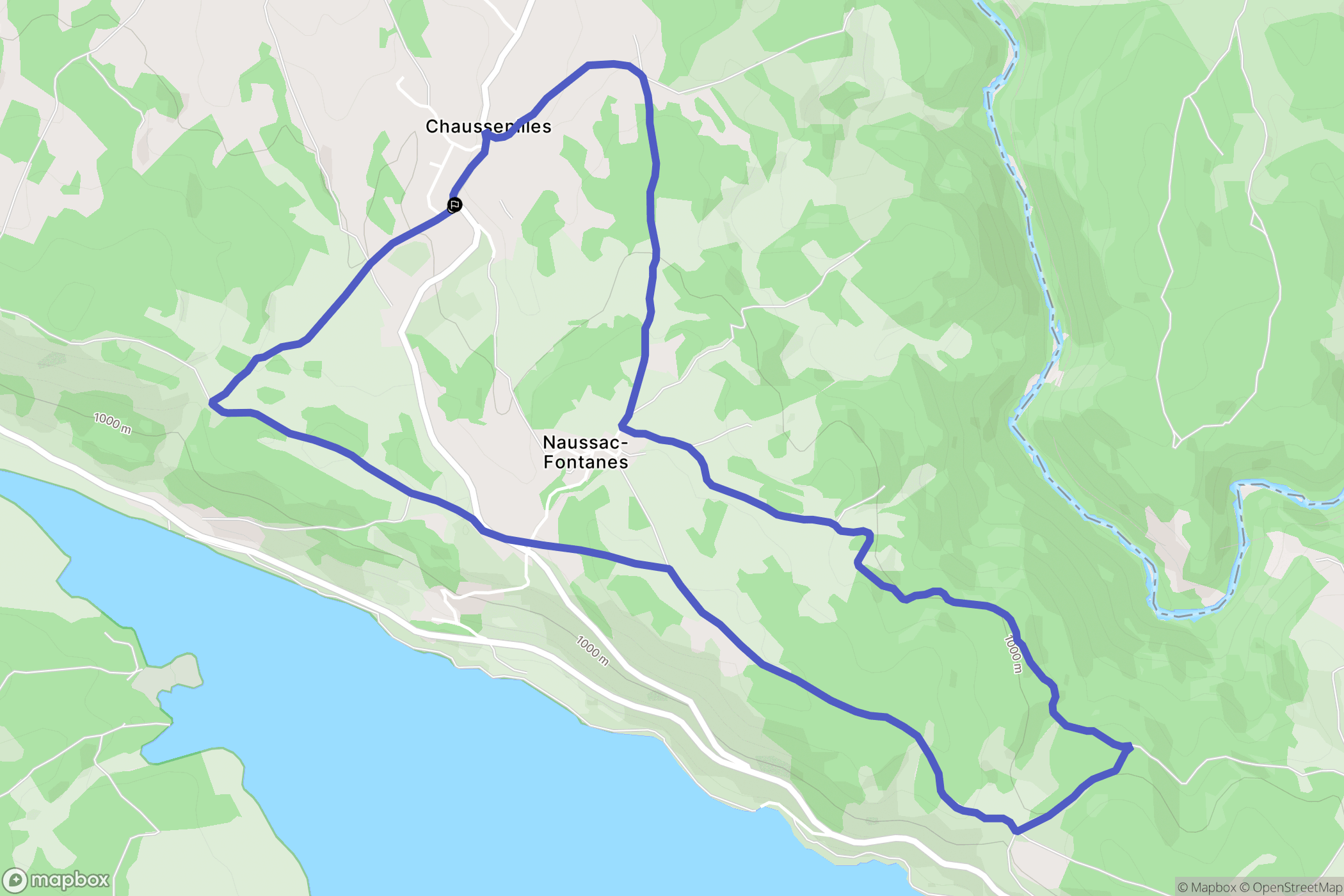 Naussac-Fontanes : carte du parcours de randonnée - France