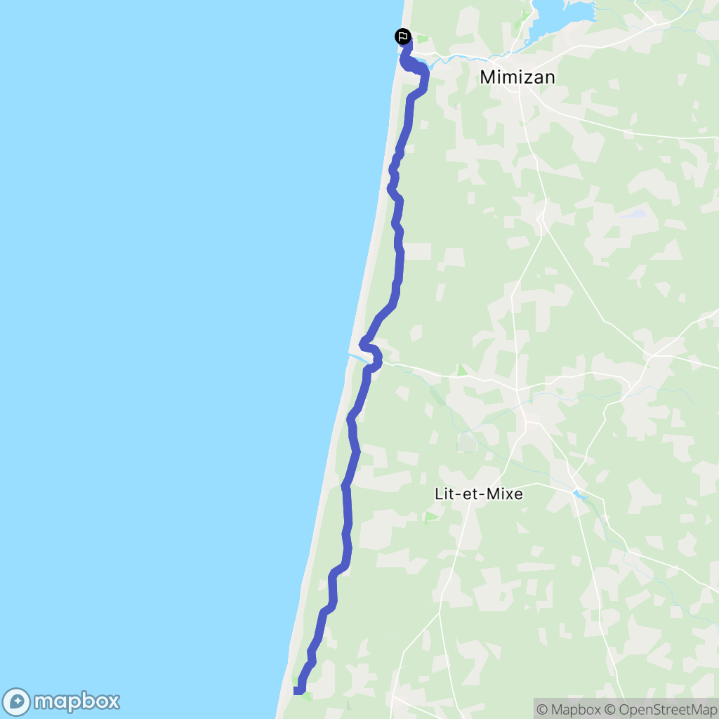 Mimizan : carte du parcours de randonnée - France