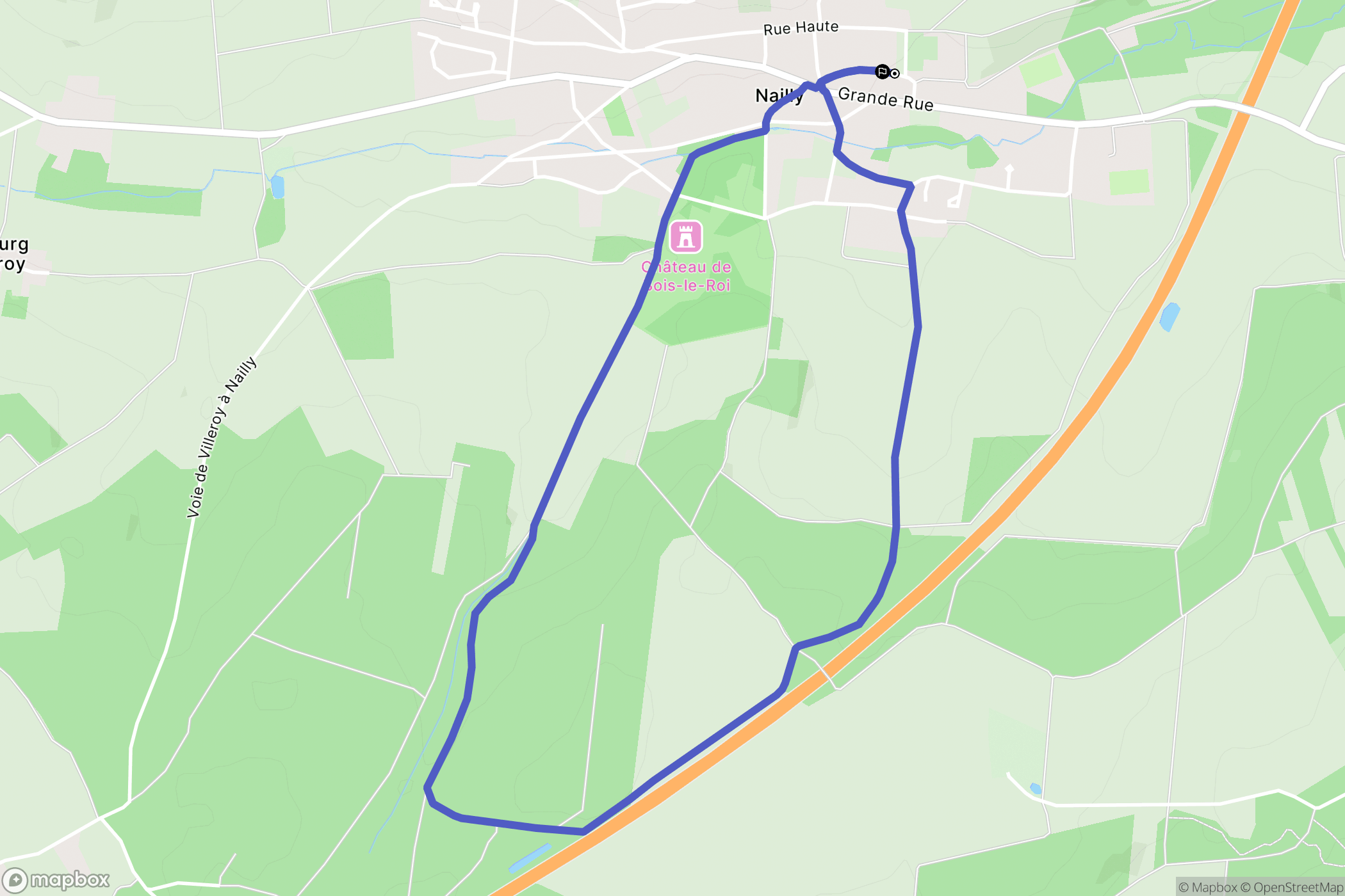 Nailly : carte du parcours de randonnée - France