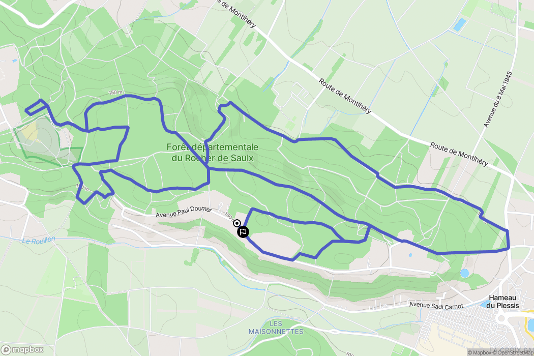 Saulx-les-Chartreux : carte du parcours de randonnée - France