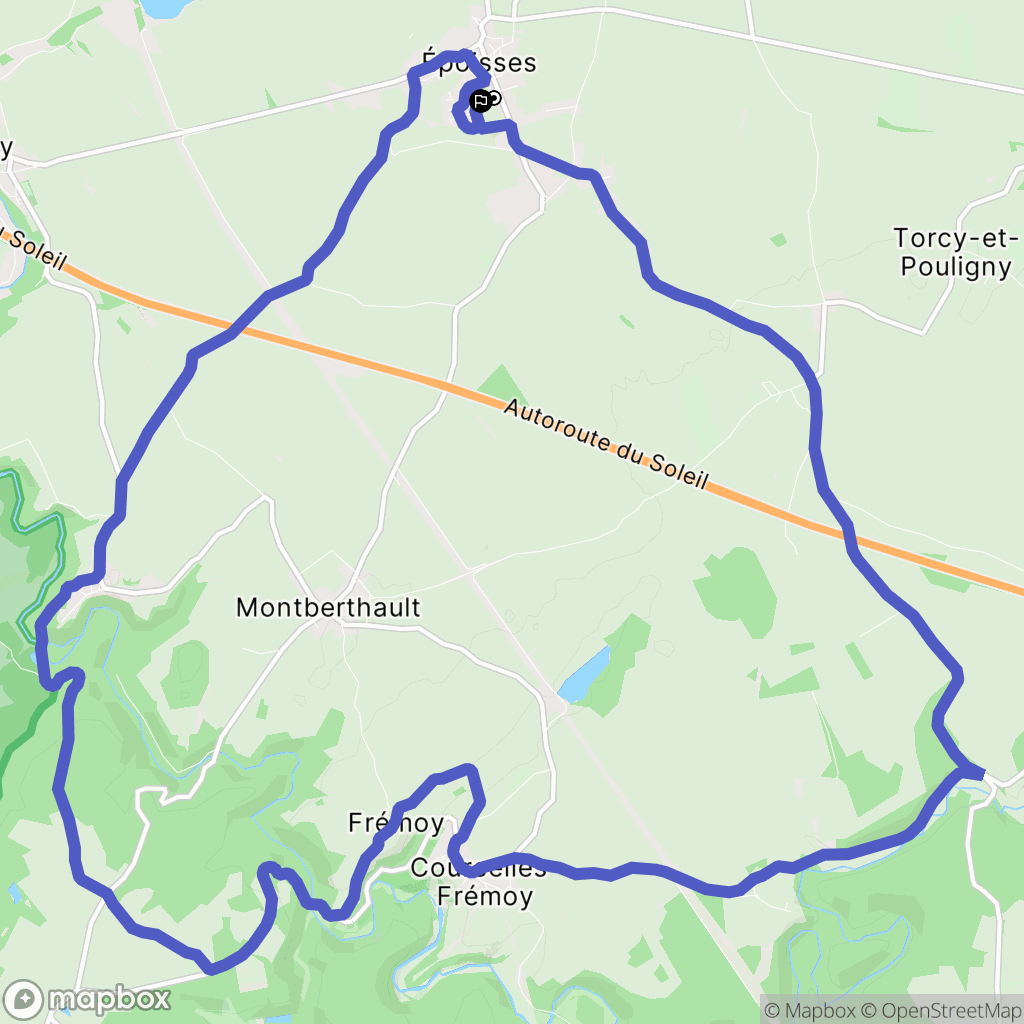 Époisses : carte du parcours de randonnée - France