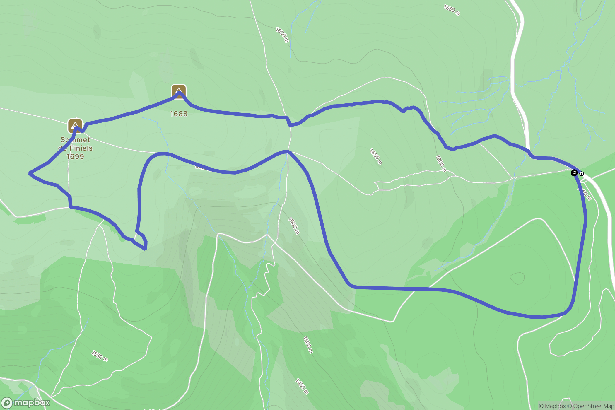 Pont-de-Montvert-Sud-Mont-Lozère : carte du parcours de randonnée - France