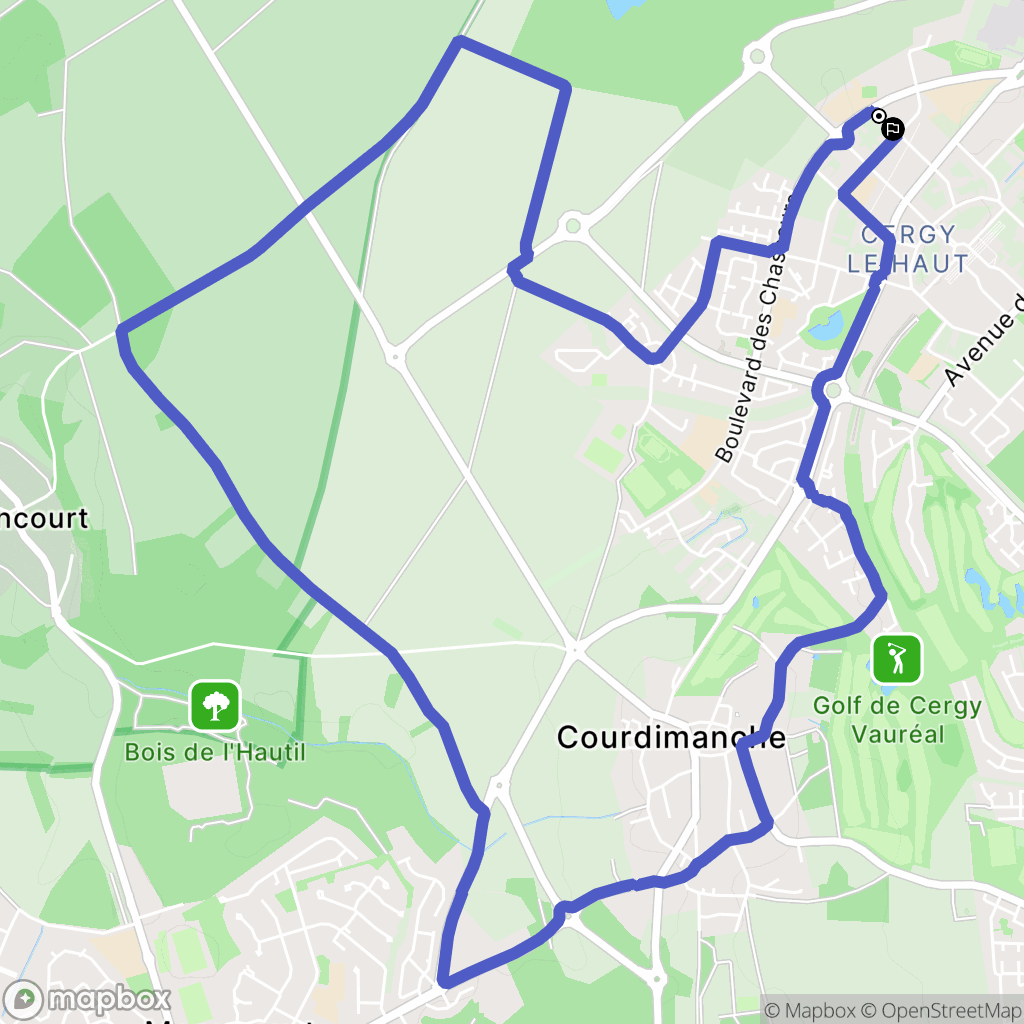 Cergy : carte du parcours de randonnée - France
