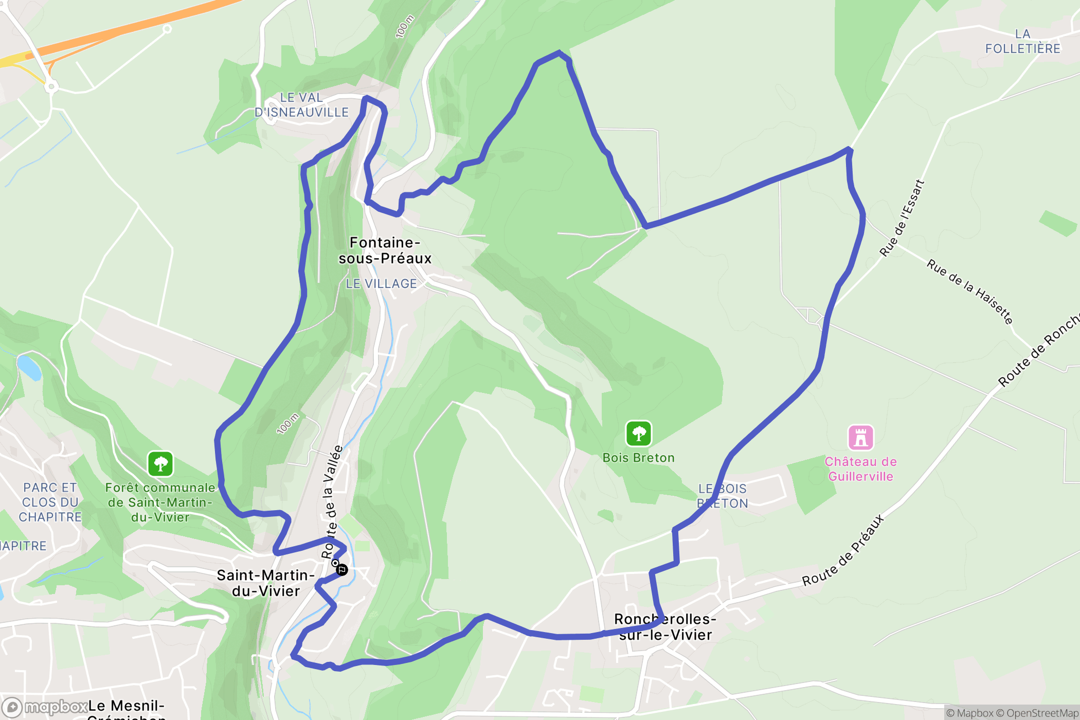 Saint-Martin-du-Vivier : carte du parcours de randonnée - France