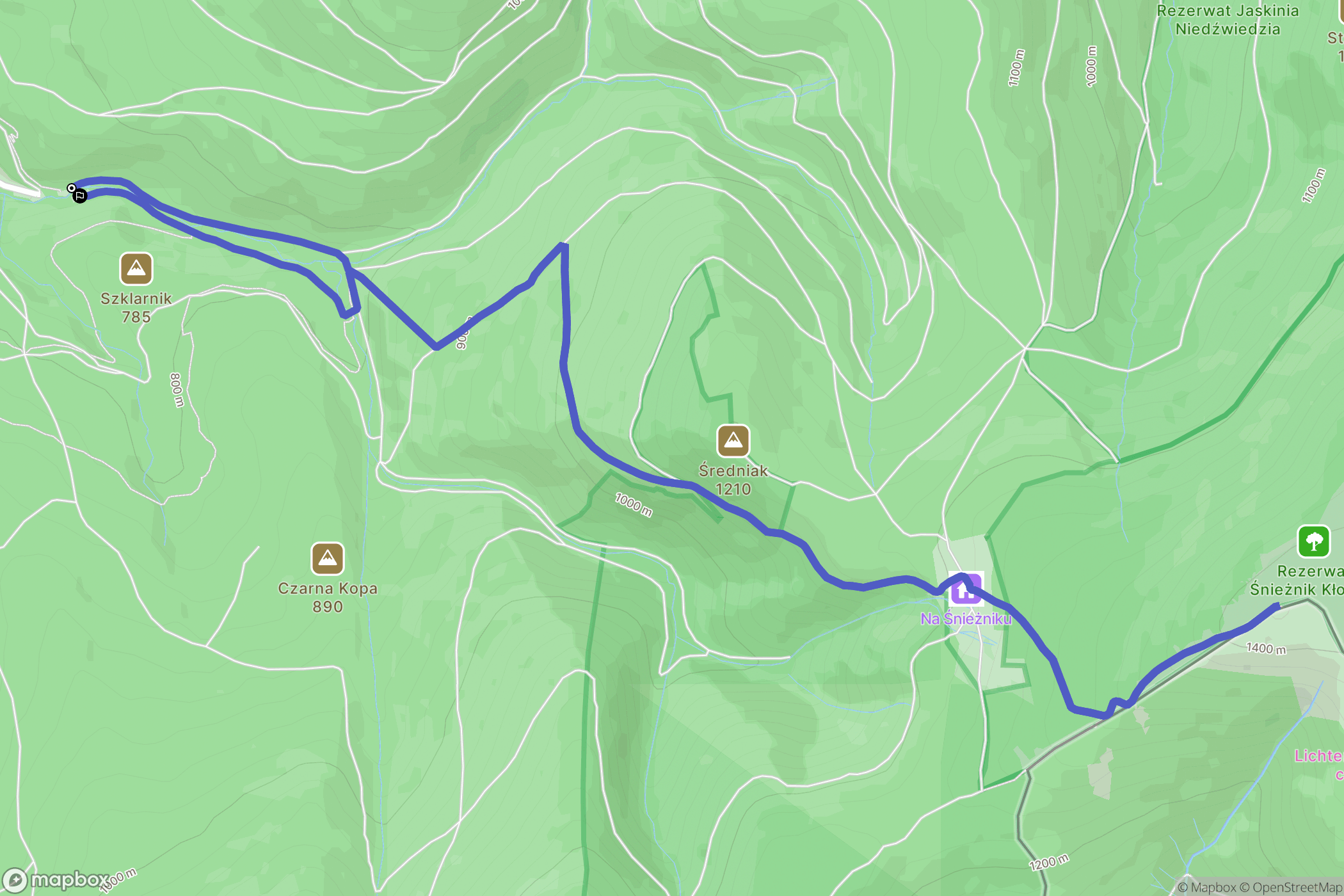 Międzygórze: mapa trasy - Poland