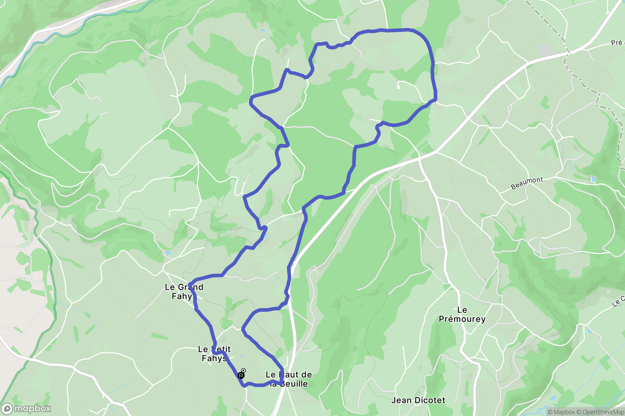 Fougerolles-Saint-Valbert : carte du parcours de randonnée - France