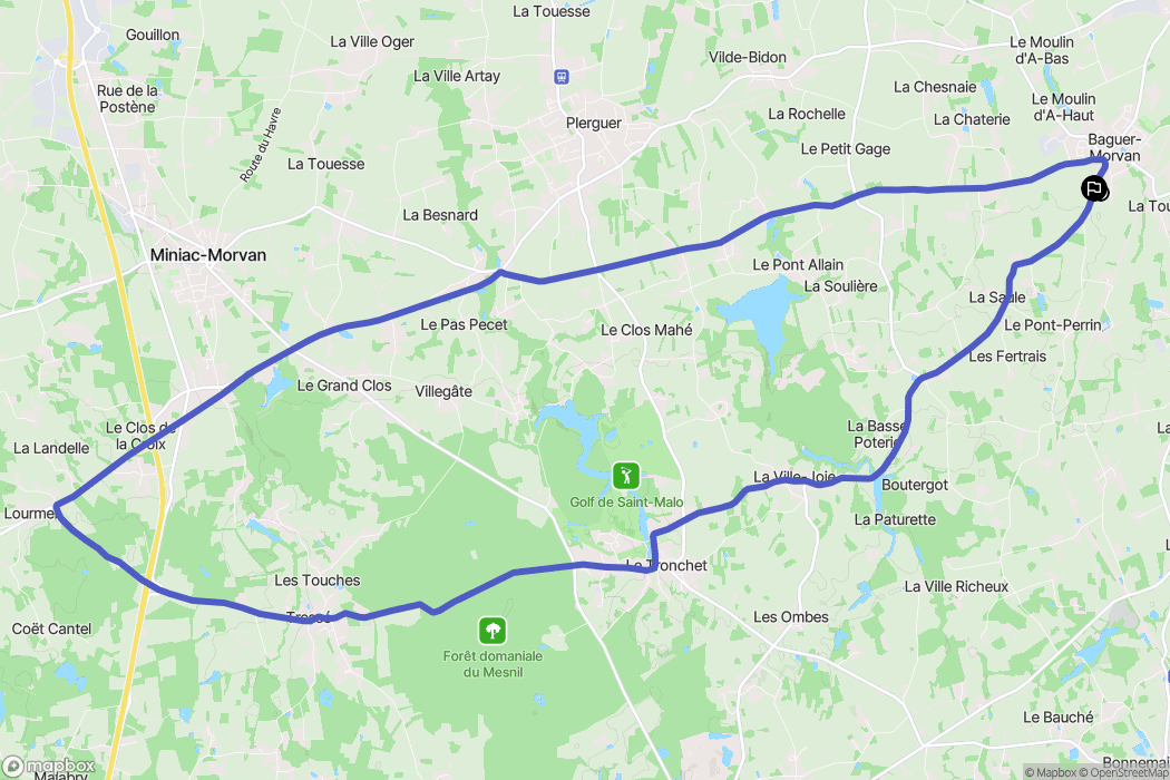 Baguer-Morvan : carte du parcours de randonnée - France