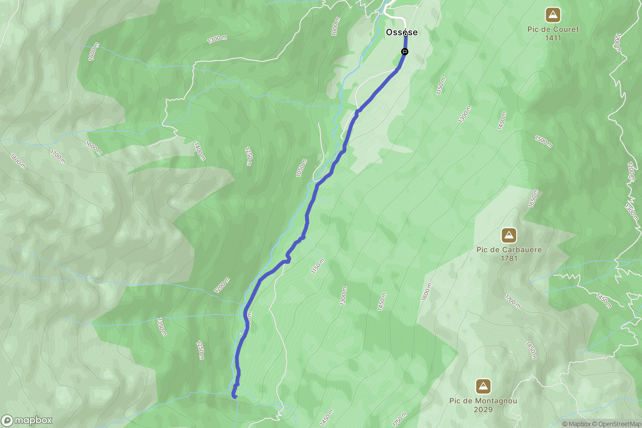 Ustou : carte du parcours de randonnée - France