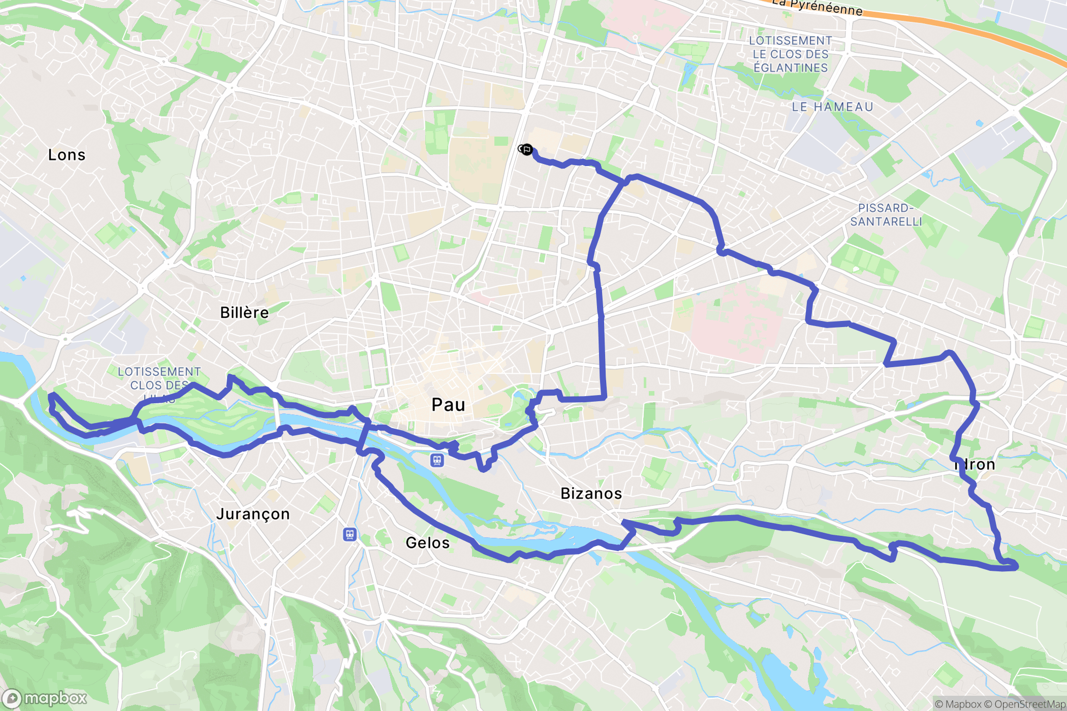 Pau : carte du parcours de randonnée - France