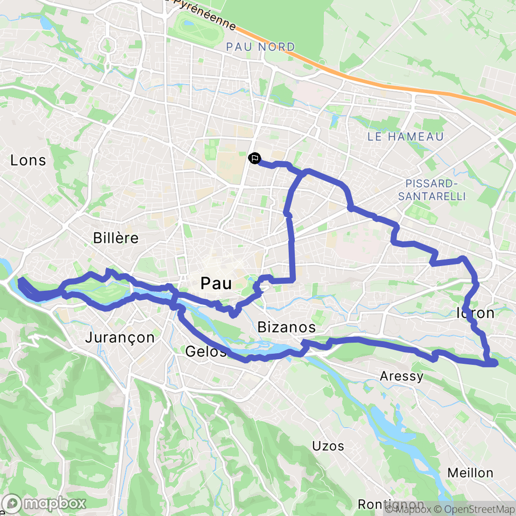 Pau : carte du parcours de randonnée - France