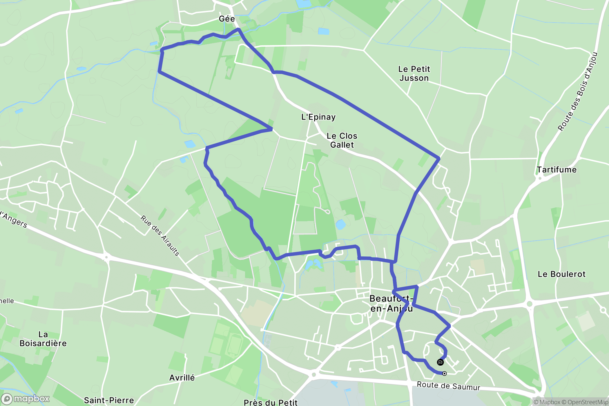 Beaufort-en-Anjou : carte du parcours de randonnée - France