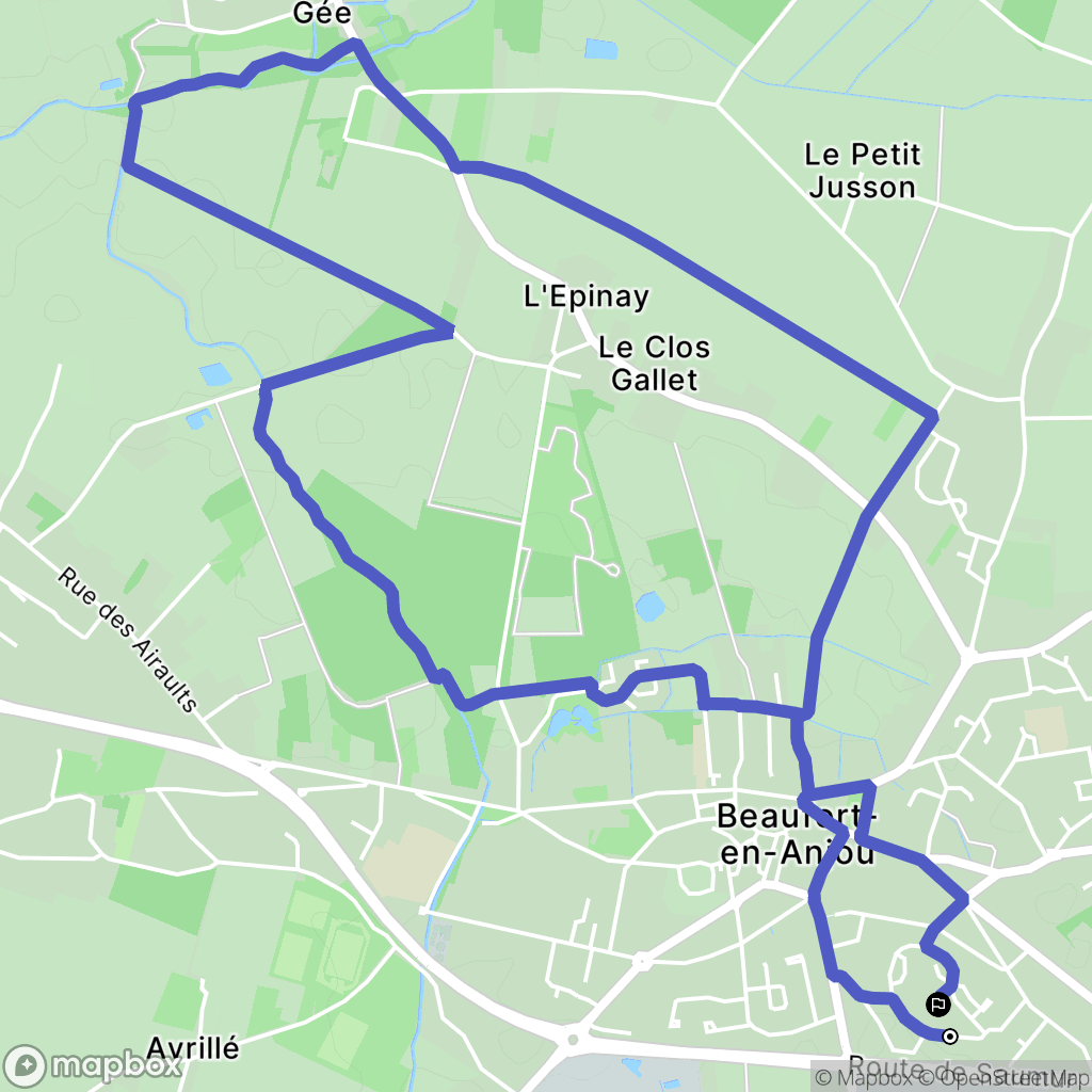 Beaufort-en-Anjou : carte du parcours de randonnée - France