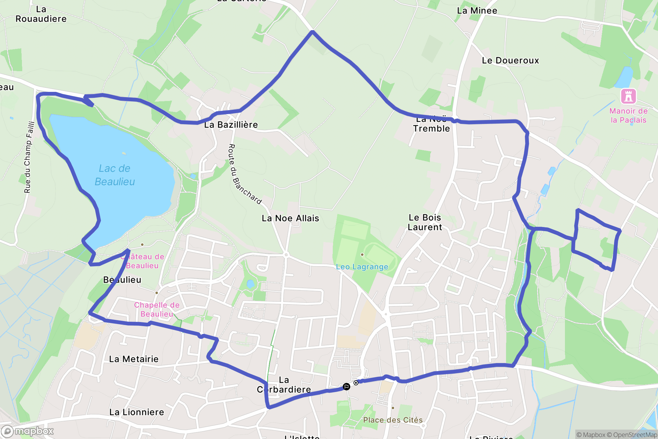 Couëron : carte du parcours de randonnée - France