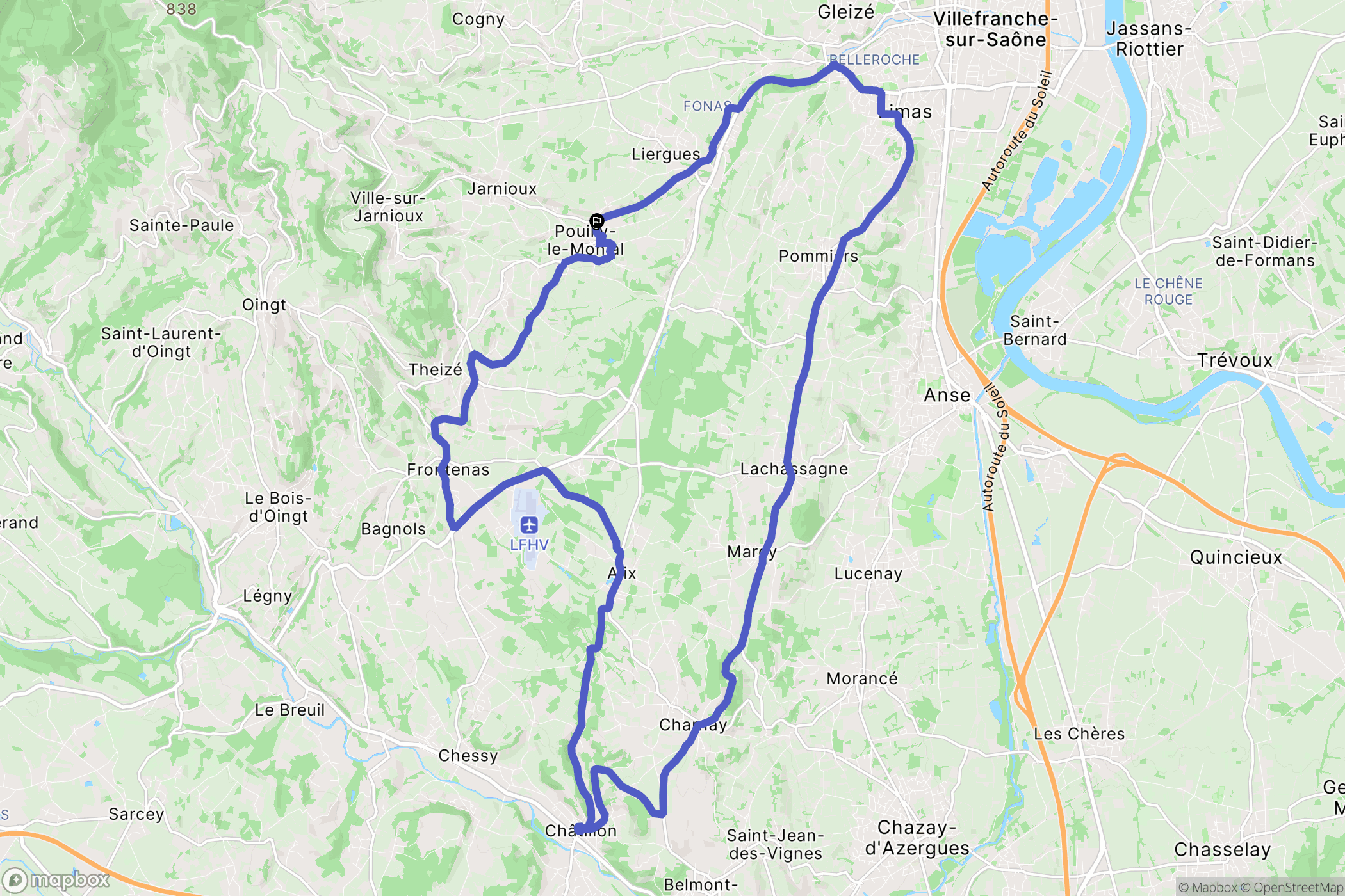 Porte des Pierres Dorées : carte du parcours de randonnée - France