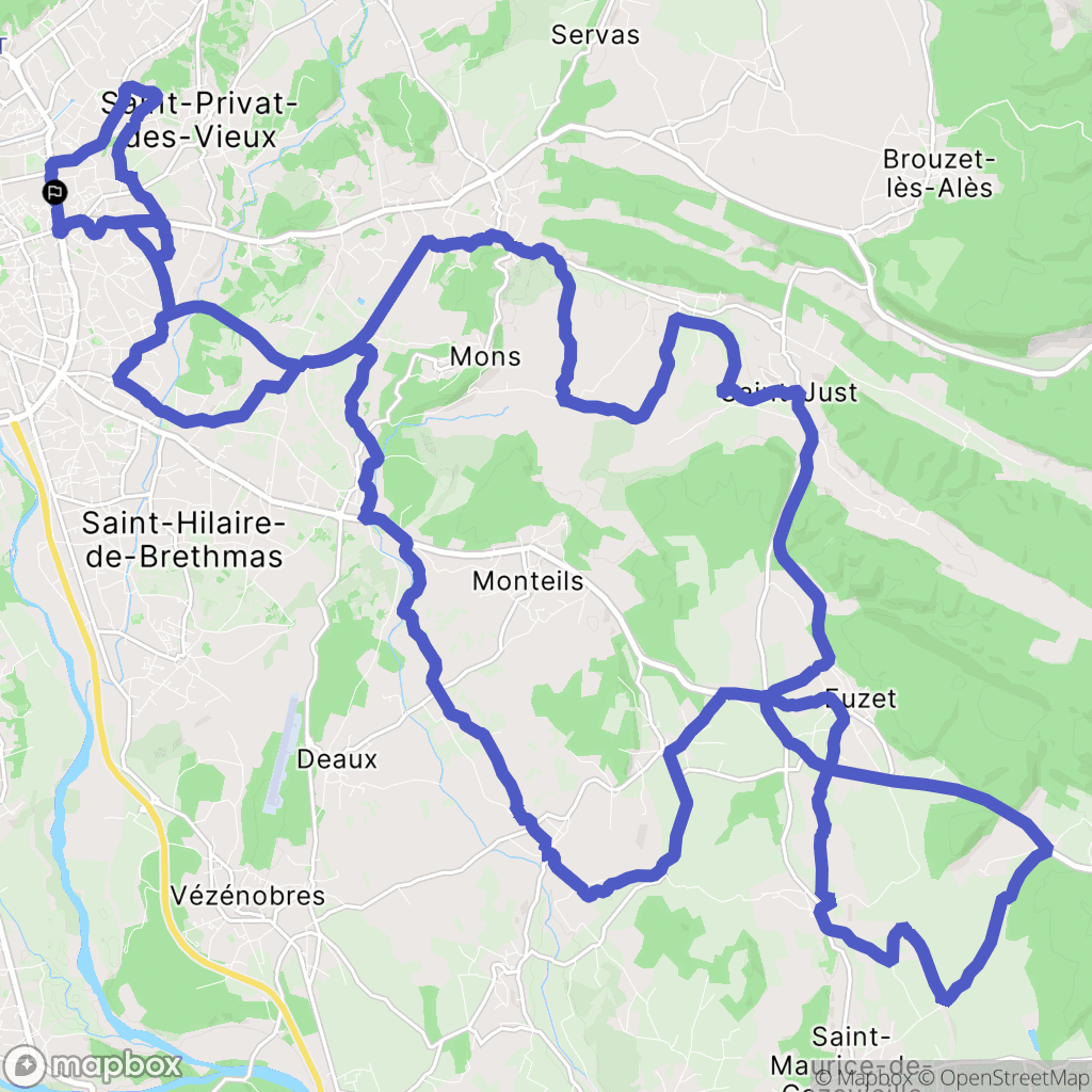 Alès : carte du parcours de randonnée - France