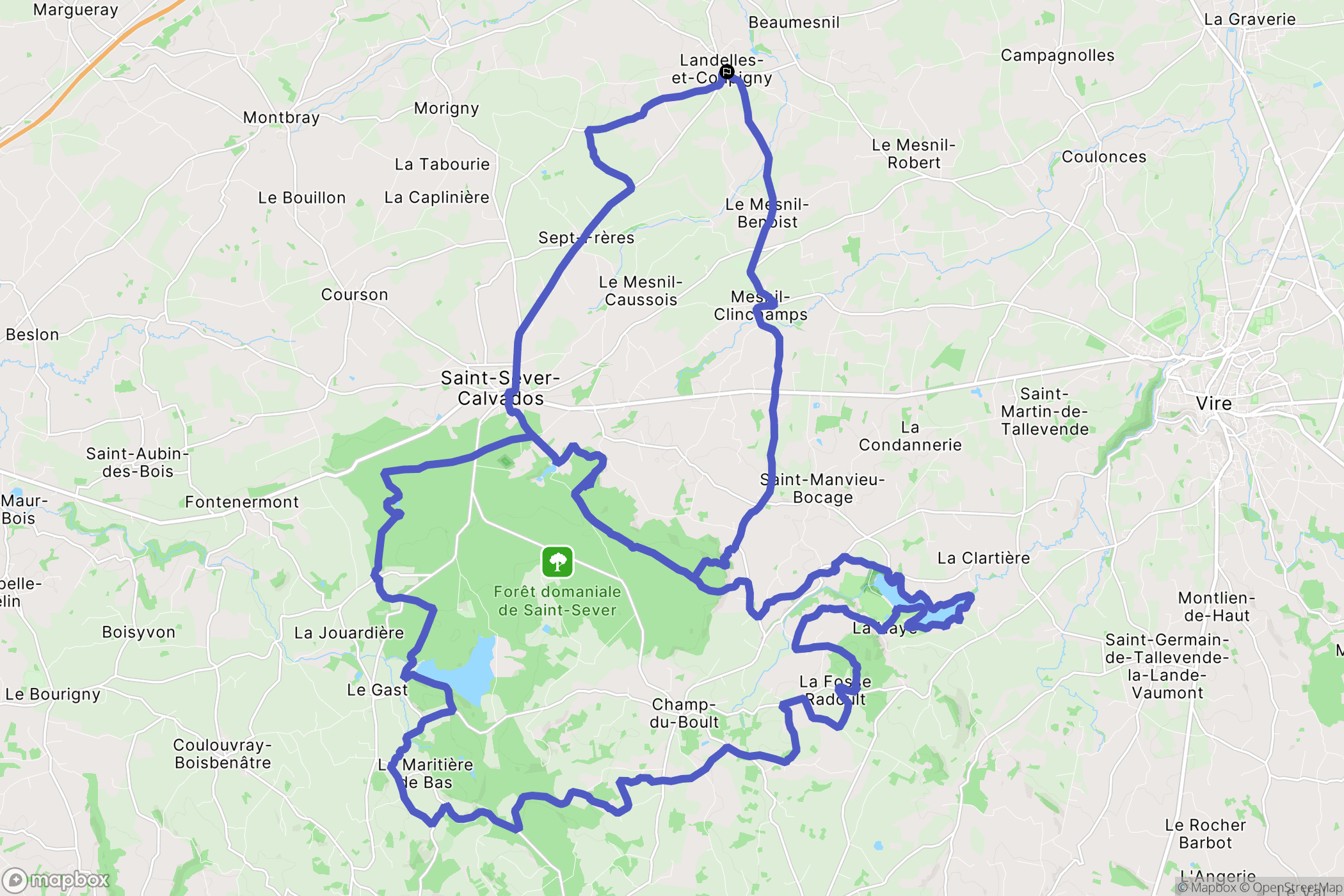 Landelles-et-Coupigny : carte du parcours de randonnée - France