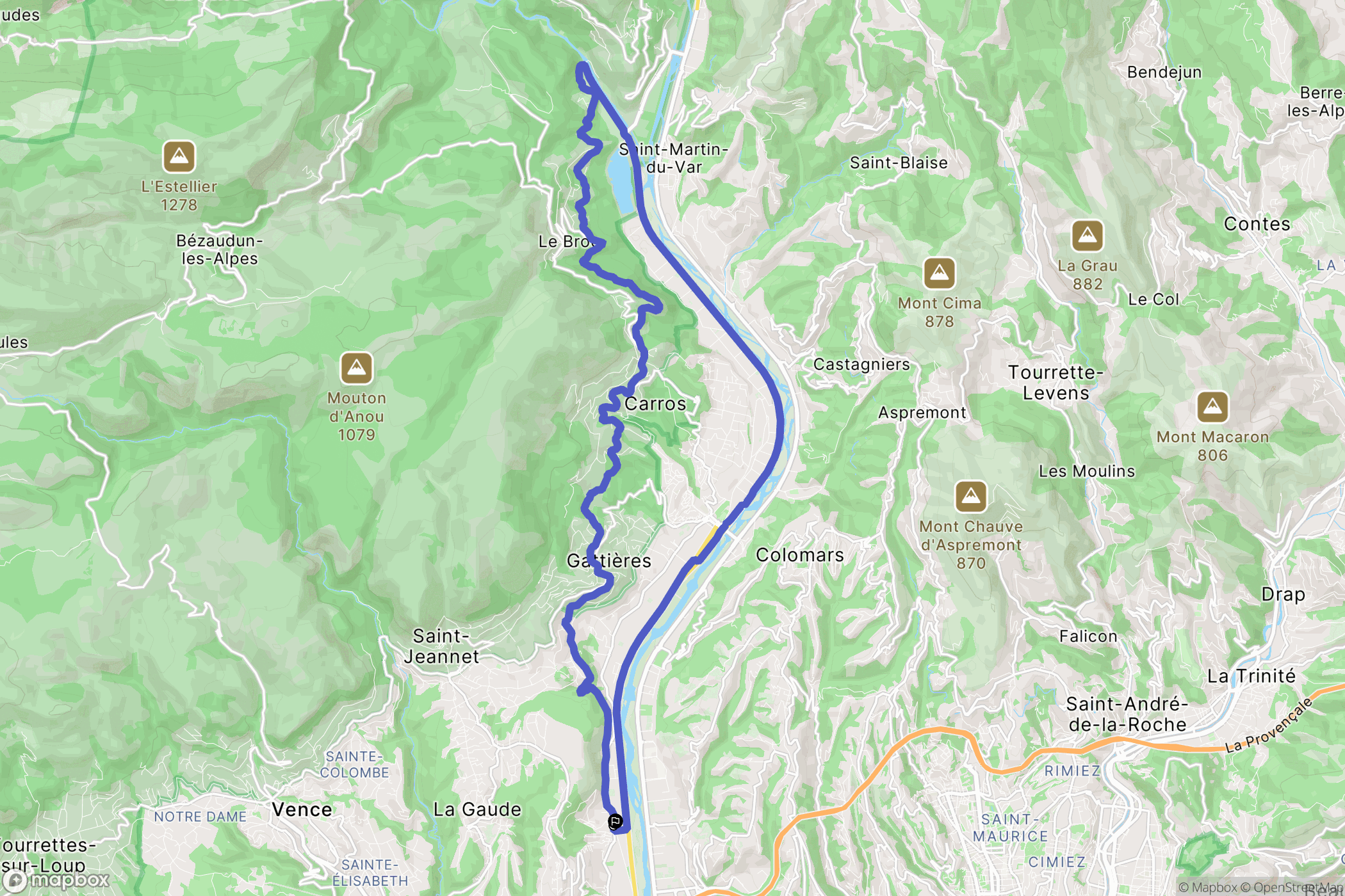 La Gaude : carte du parcours de randonnée - France