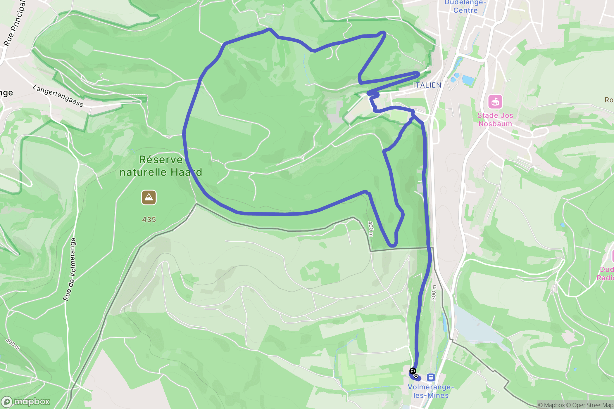 Volmerange-les-Mines : carte du parcours de randonnée - France