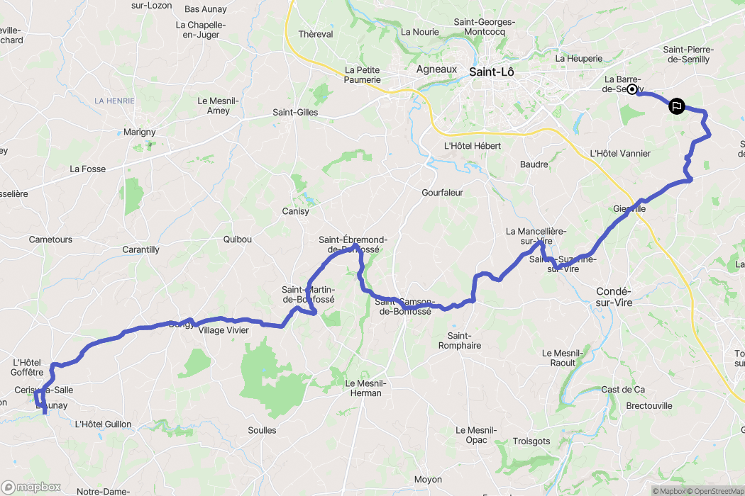 La Barre-de-Semilly : carte du parcours de randonnée - France