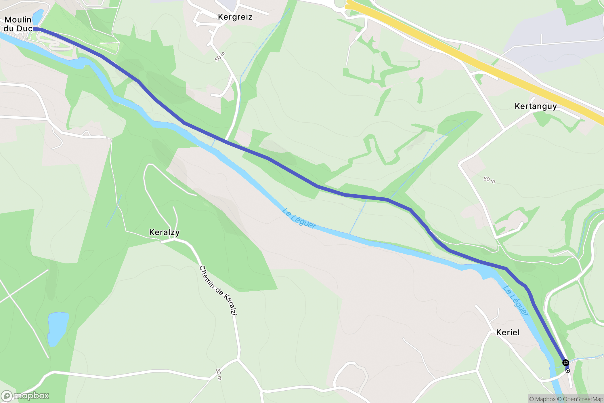 Lannion : carte du parcours de randonnée - France