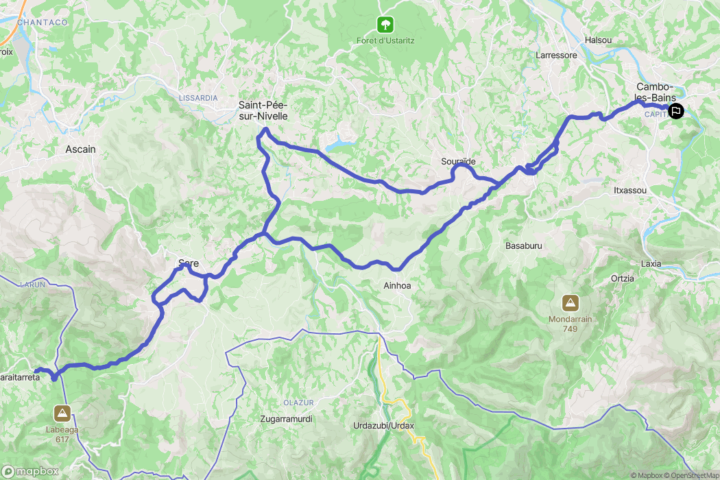 Cambo-les-Bains : carte du parcours de randonnée - France
