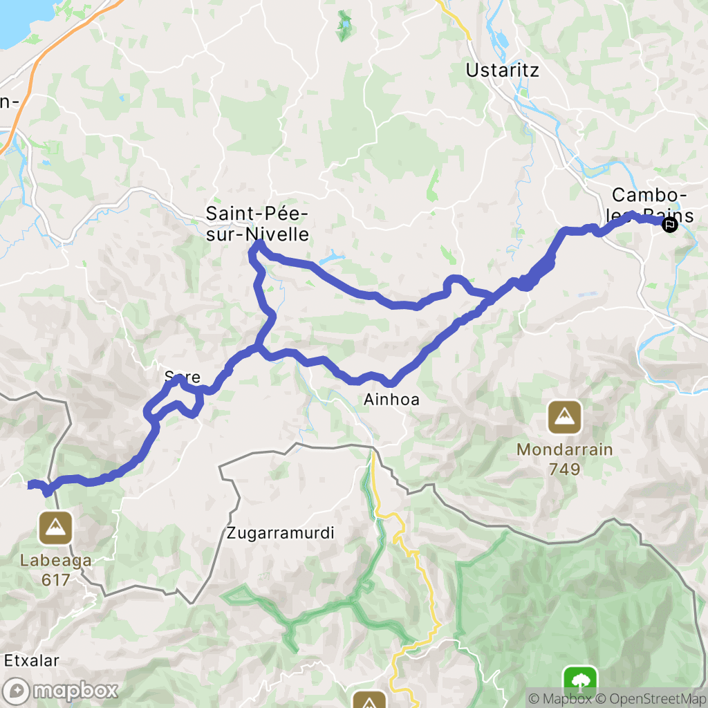 Cambo-les-Bains : carte du parcours de randonnée - France