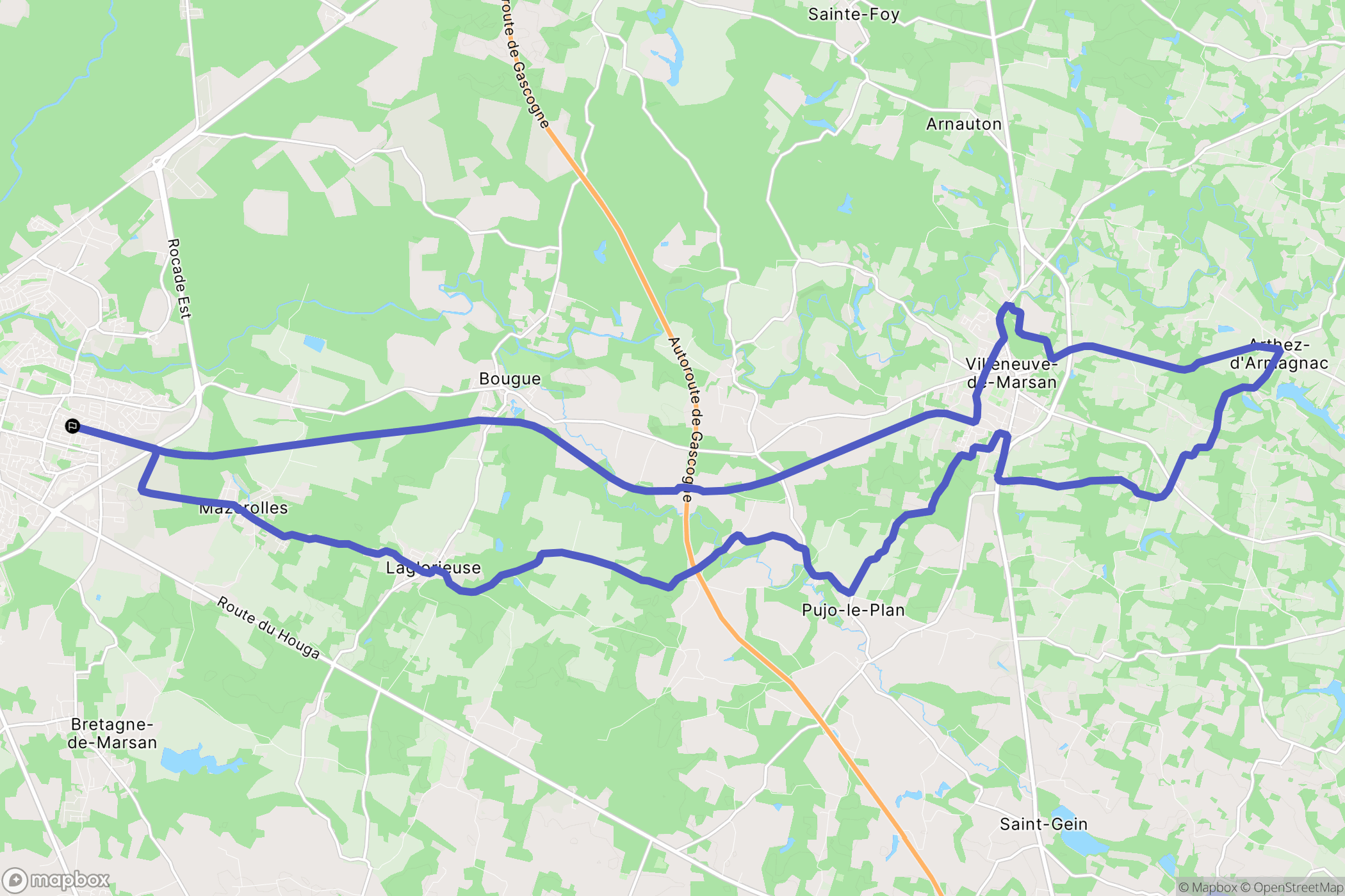 Mont-de-Marsan : carte du parcours de randonnée - France