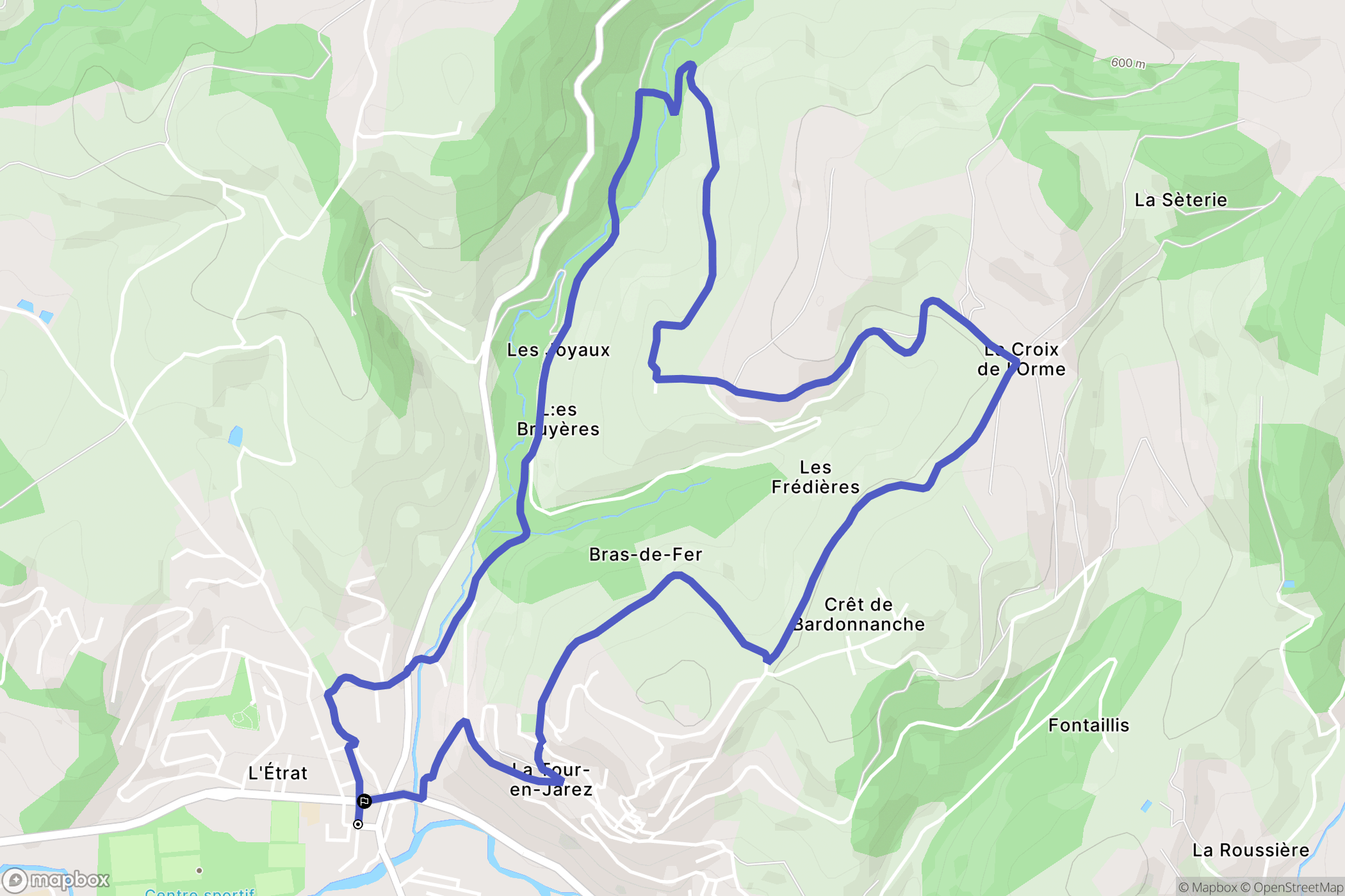 L'Etrat : carte du parcours de randonnée - France