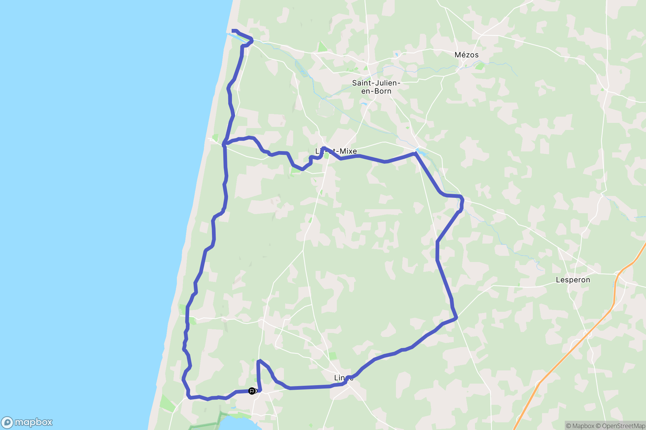 Vielle-Saint-Girons : carte du parcours de randonnée - France