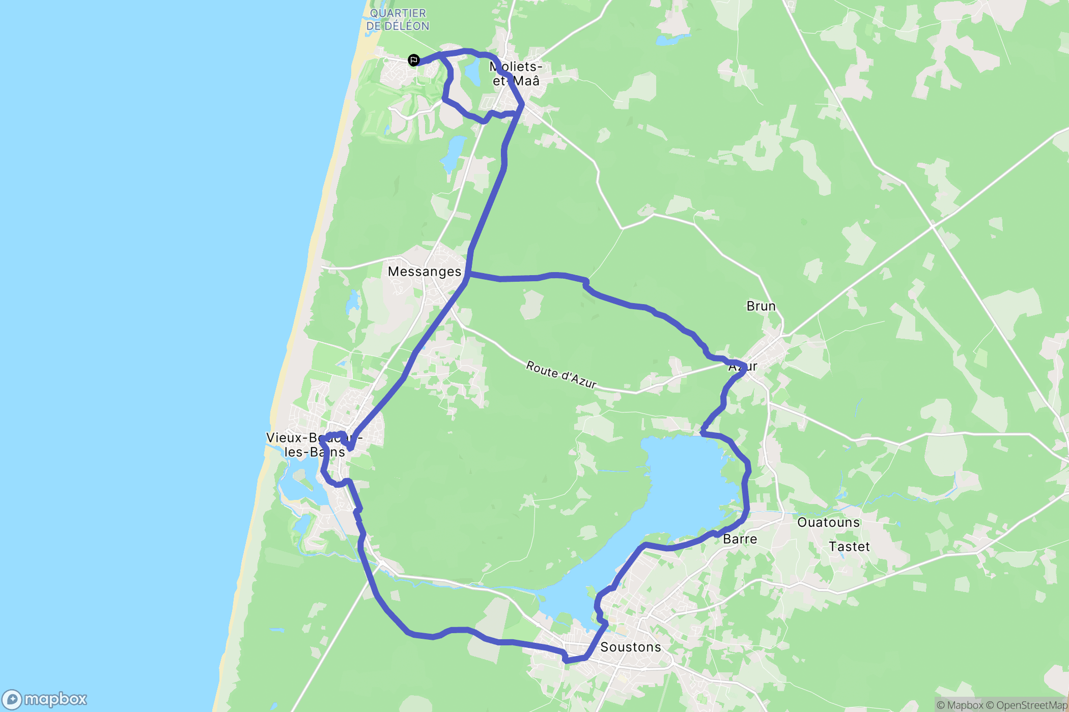 Moliets-et-Maa : carte du parcours de randonnée - France