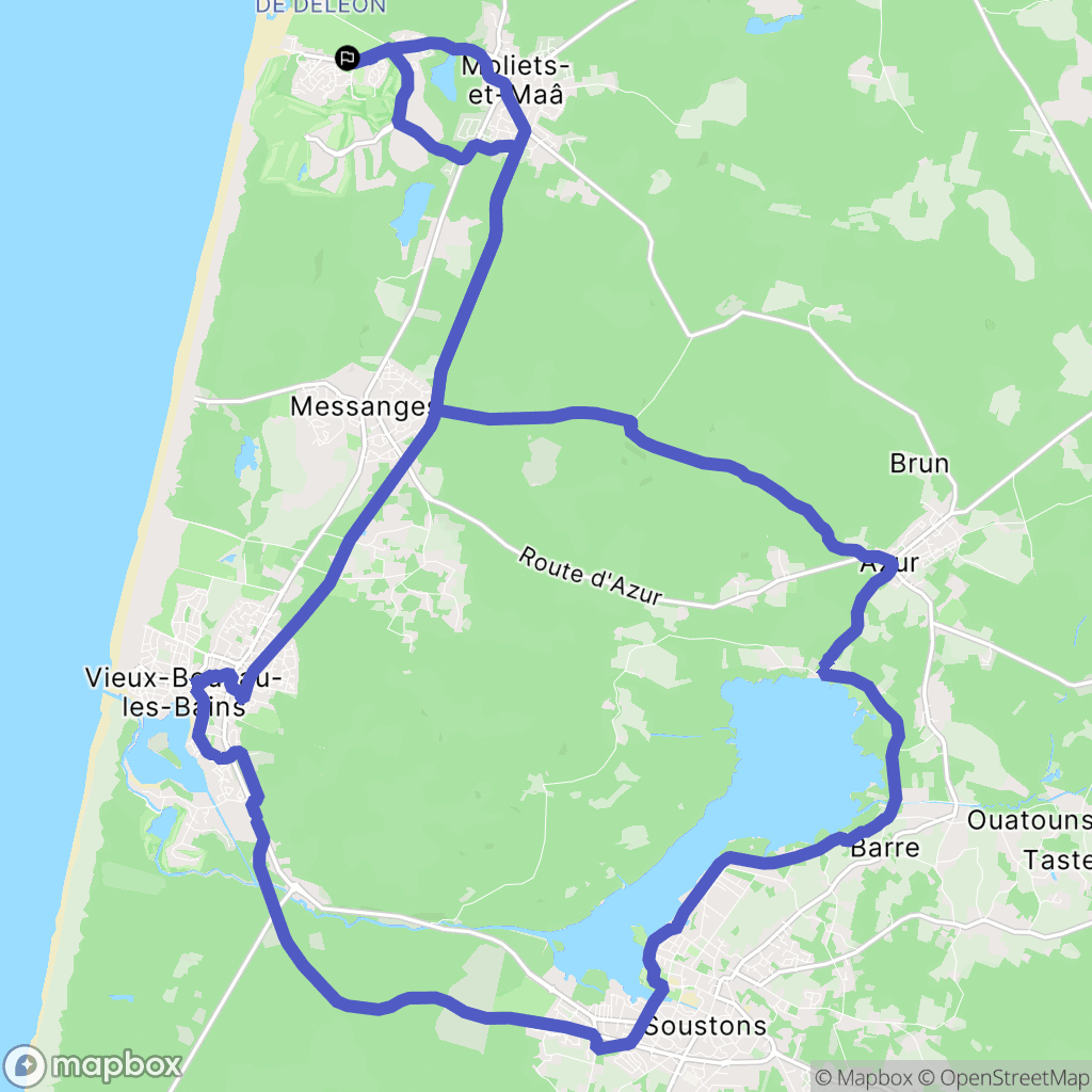 Moliets-et-Maa : carte du parcours de randonnée - France
