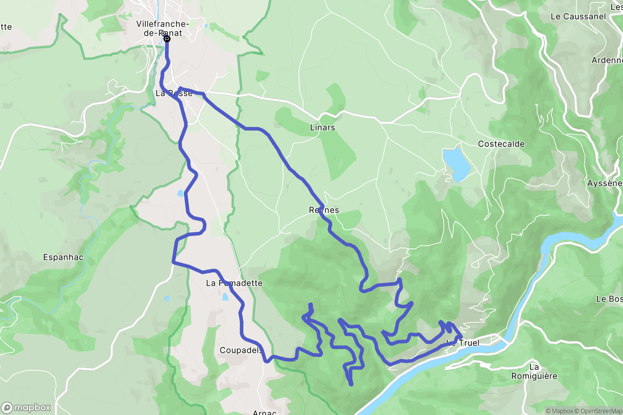 Villefranche-de-Panat : carte du parcours de randonnée - France