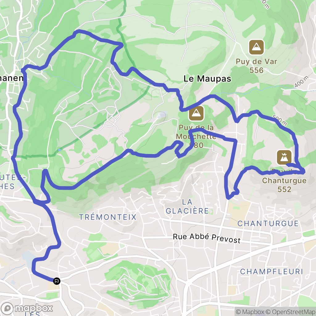 Clermont-Ferrand : carte du parcours de randonnée - France