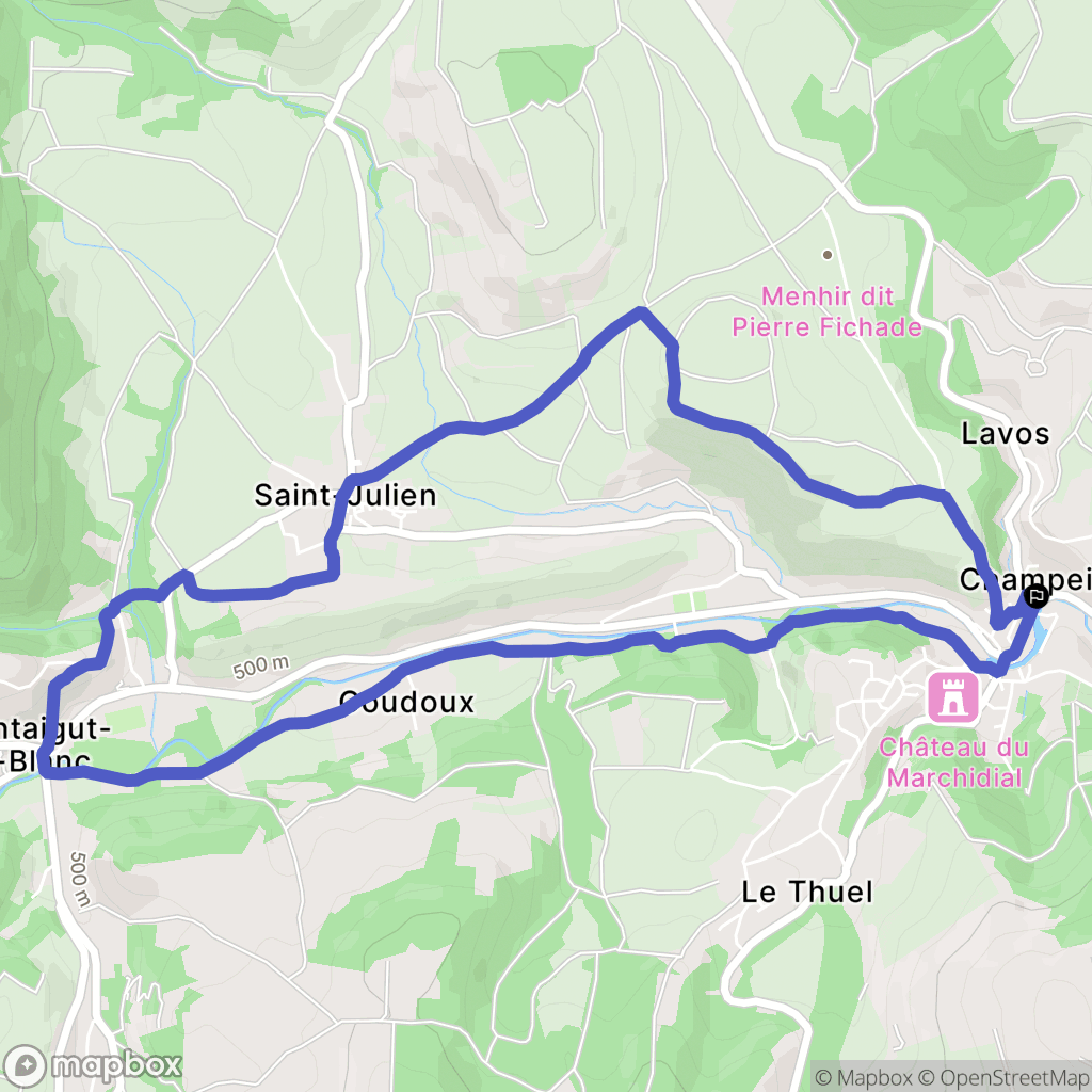 Champeix : carte du parcours de randonnée - France